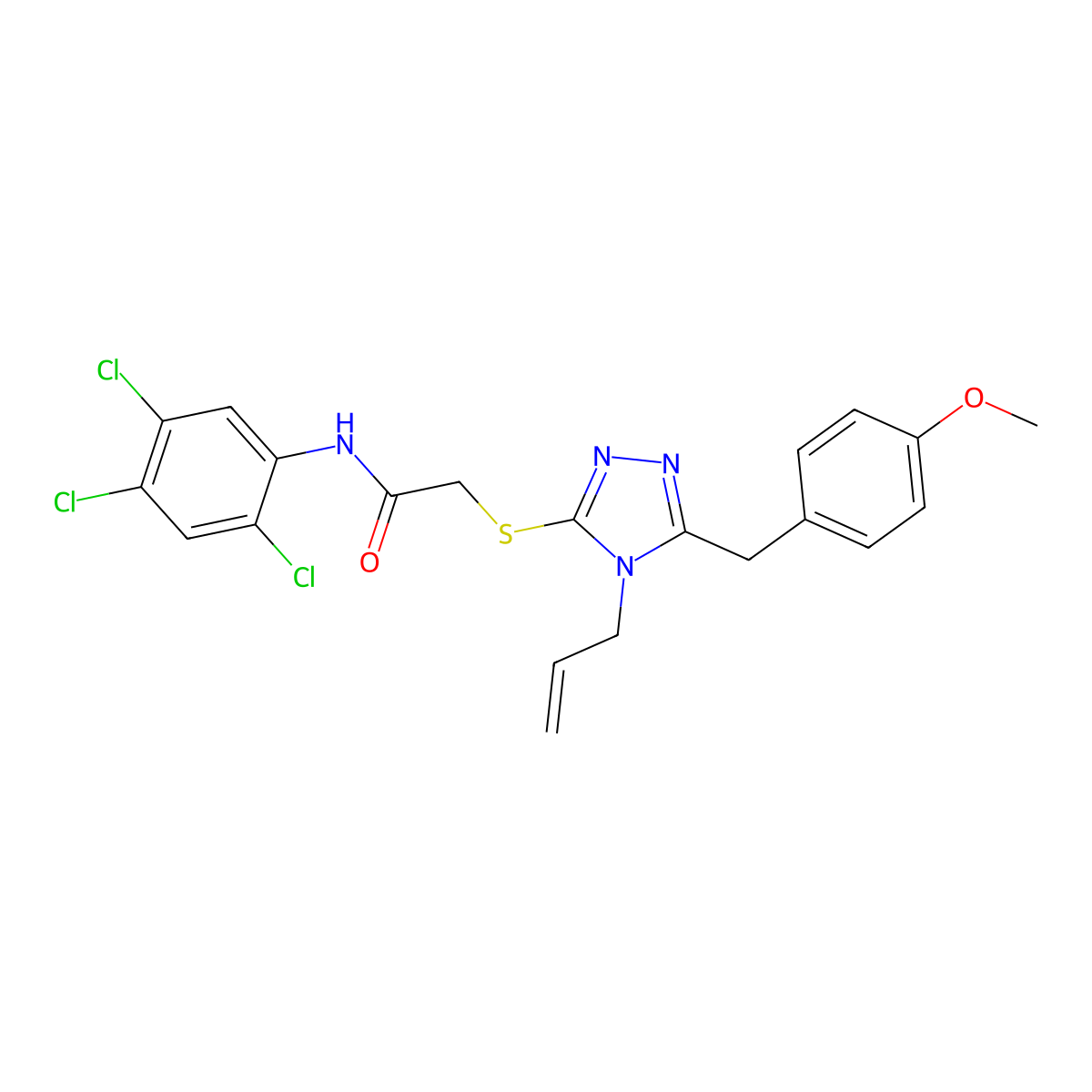 2-[[5-[(4-methoxyphenyl)methyl]-4-prop-2-enyl-1,2,4-triazol-3-yl]sulfanyl]-N-(2,4,5-trichlorophenyl)acetamide molecular structure, CAS 708240-09-9