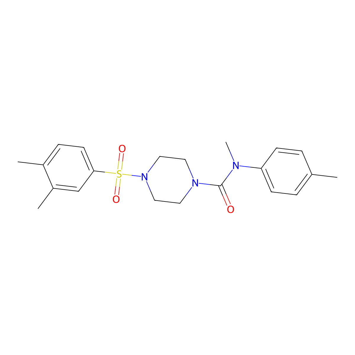 4-[(3,4-dimethylphenyl)sulfonyl]-N-methyl-N-(4-methylphenyl)-1-piperazinecarboxamide molecular structure, CAS 708240-10-2