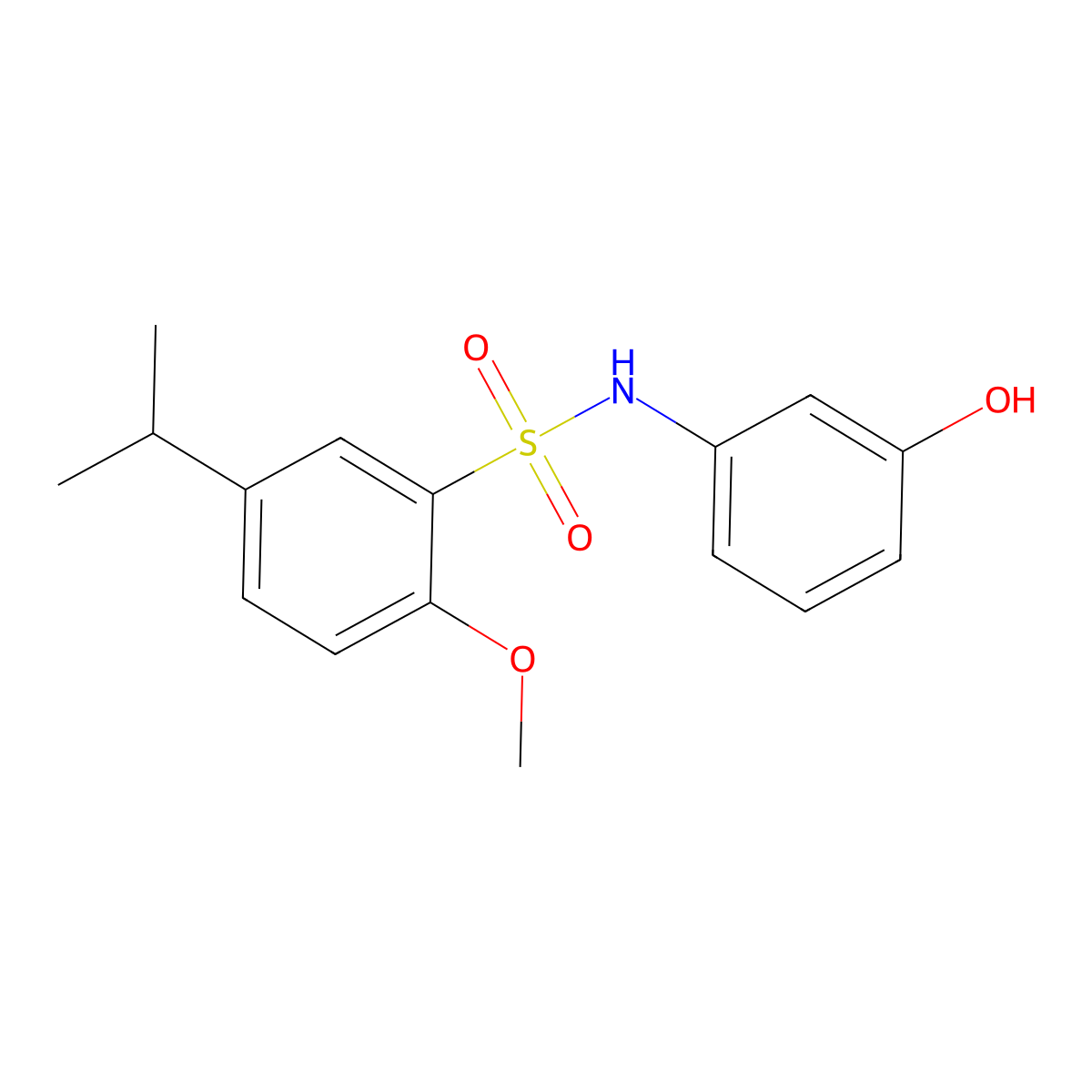 (3-Hydroxyphenyl){[2-methoxy-5-(methylethyl)phenyl]sulfonyl}amine molecular structure, CAS 708240-23-7