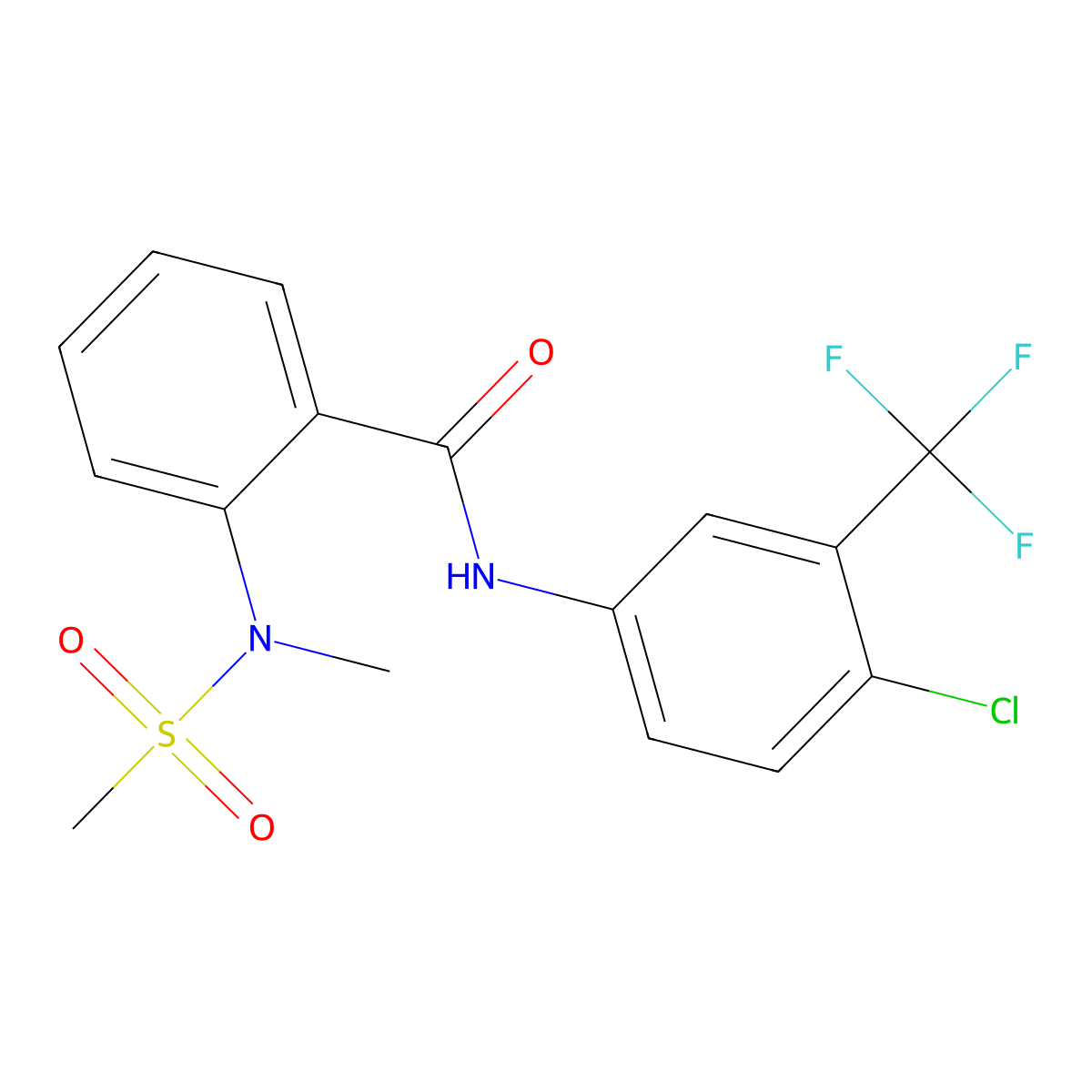 N-[4-chloro-3-(trifluoromethyl)phenyl]-2-[methyl(methylsulfonyl)amino]benzamide molecular structure, CAS 708240-28-2