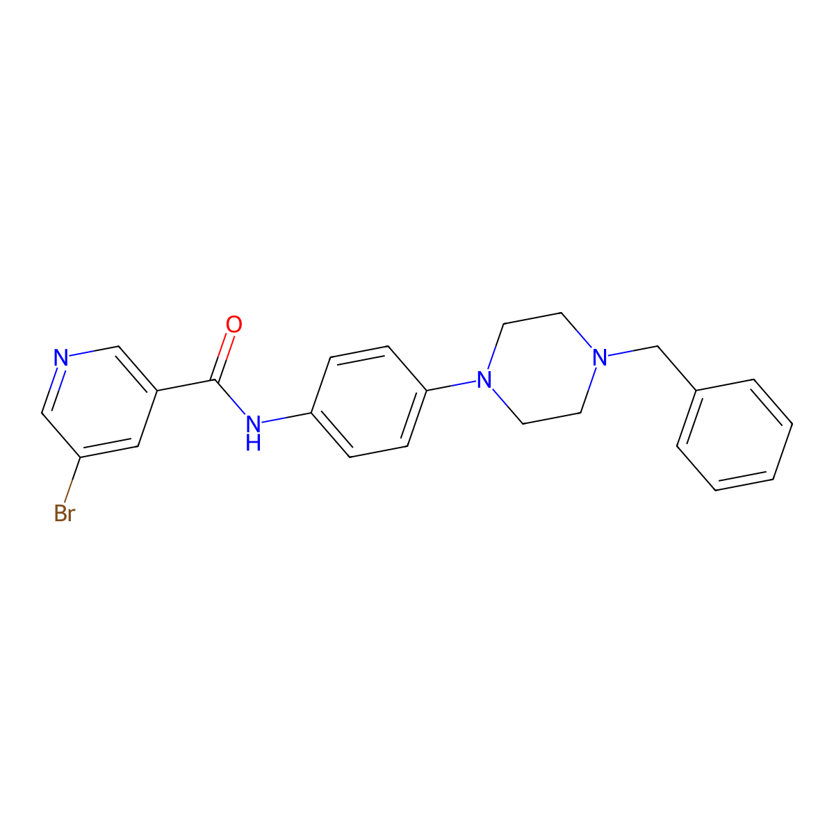 N-[4-(4-benzylpiperazin-1-yl)phenyl]-5-bromopyridine-3-carboxamide molecular structure, CAS 708240-30-6