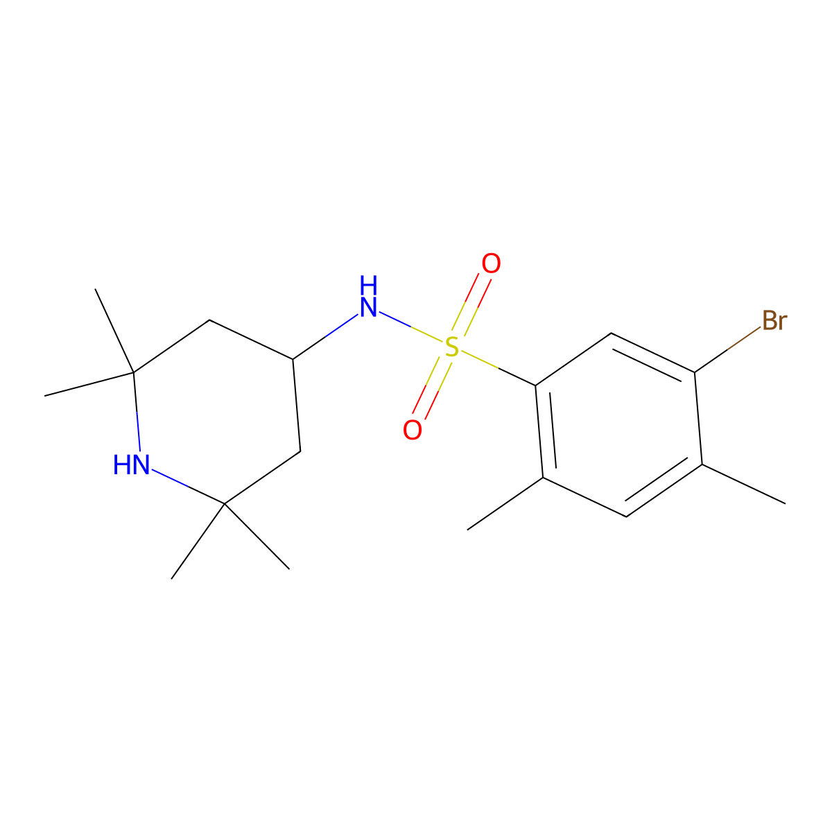 5-bromo-2,4-dimethyl-N-(2,2,6,6-tetramethyl-4-piperidinyl)benzenesulfonamide molecular structure, CAS 708240-38-4