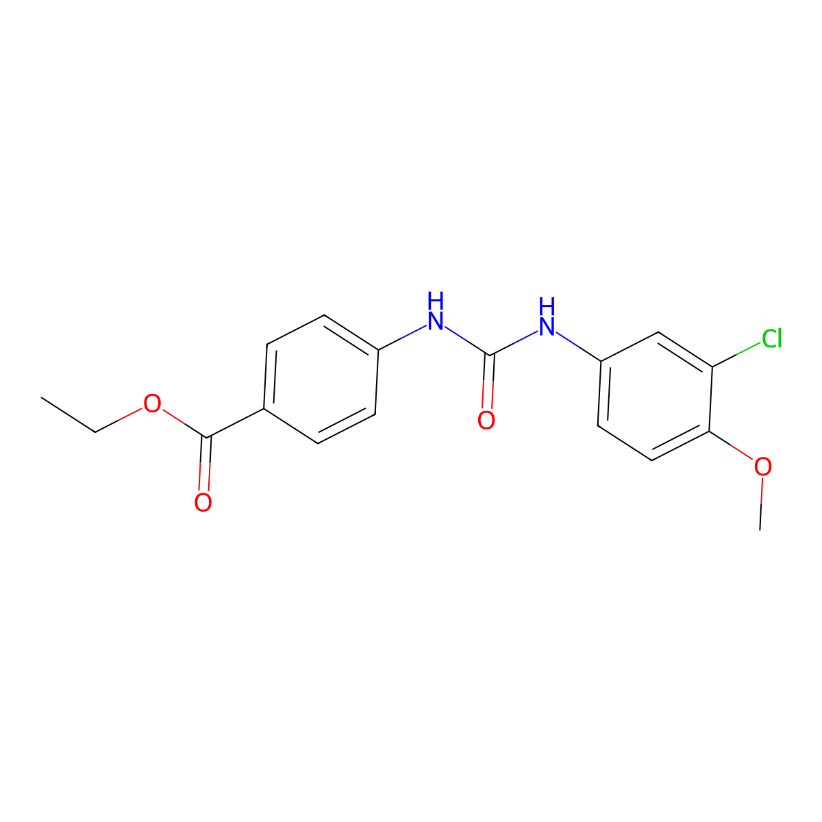 Ethyl 4-{[(3-chloro-4-methoxyphenyl)carbamoyl]amino}benzoate molecular structure, CAS 708240-58-8