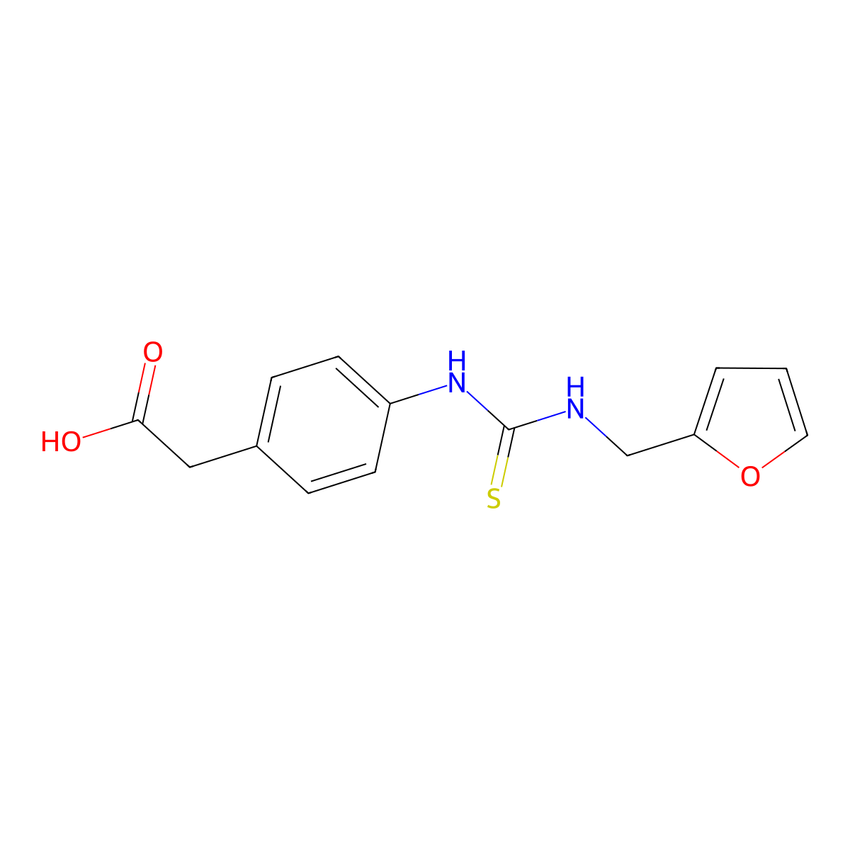 (4-{[(Furan-2-ylmethyl)carbamothioyl]amino}phenyl)acetic acid molecular structure, CAS 708240-64-6