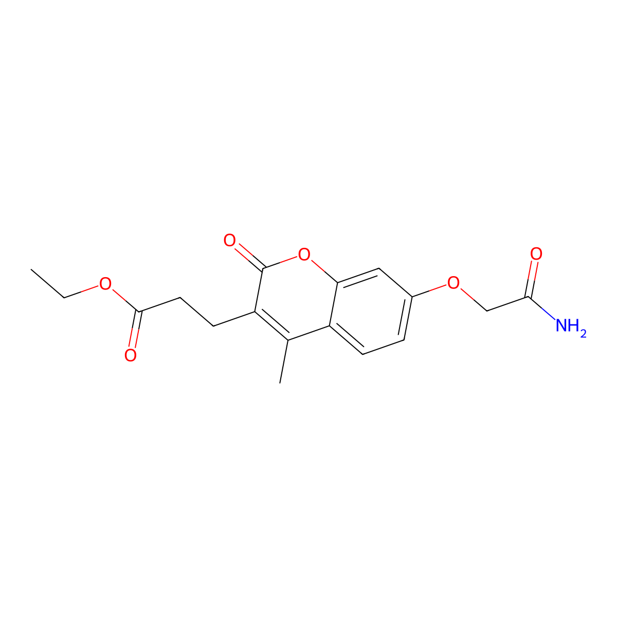 ethyl 3-[7-(2-amino-2-oxoethoxy)-4-methyl-2-oxo-2H-chromen-3-yl]propanoate molecular structure, CAS 708240-88-4