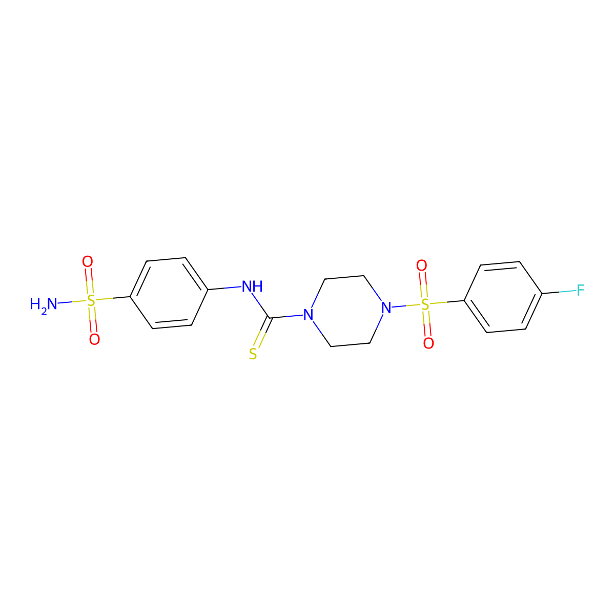 4-(4-fluorophenyl)sulfonyl-N-(4-sulfamoylphenyl)piperazine-1-carbothioamide molecular structure, CAS 708240-95-3