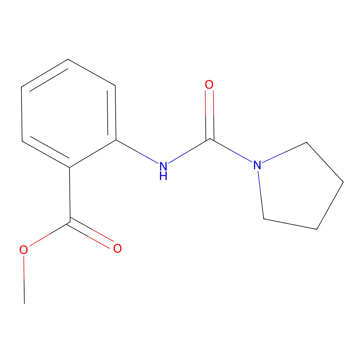 Methyl 2-(pyrrolidine-1-carboxamido)benzoate molecular structure, CAS 708241-16-1