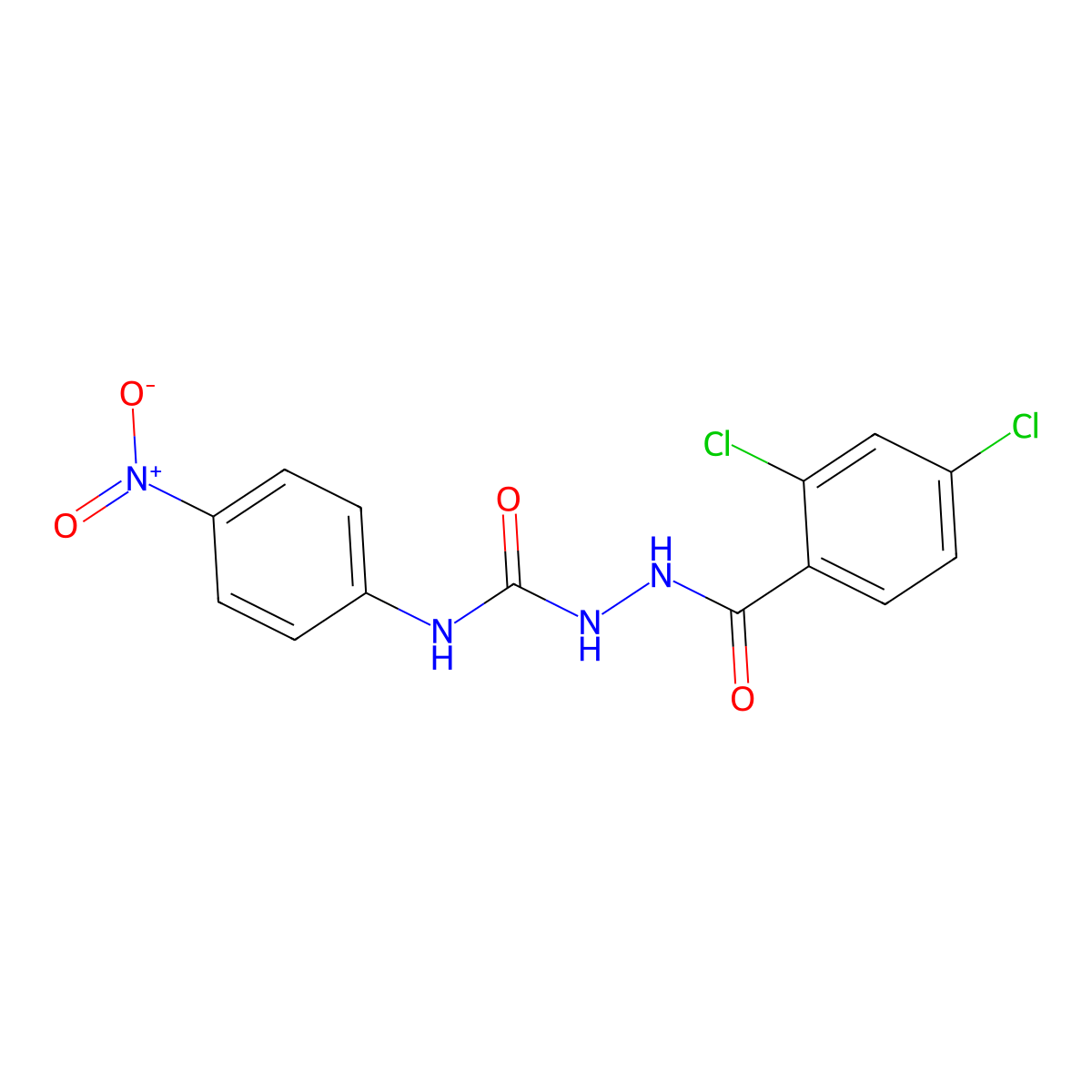 1-[(2,4-Dichlorobenzoyl)amino]-3-(4-nitrophenyl)urea molecular structure, CAS 708241-24-1