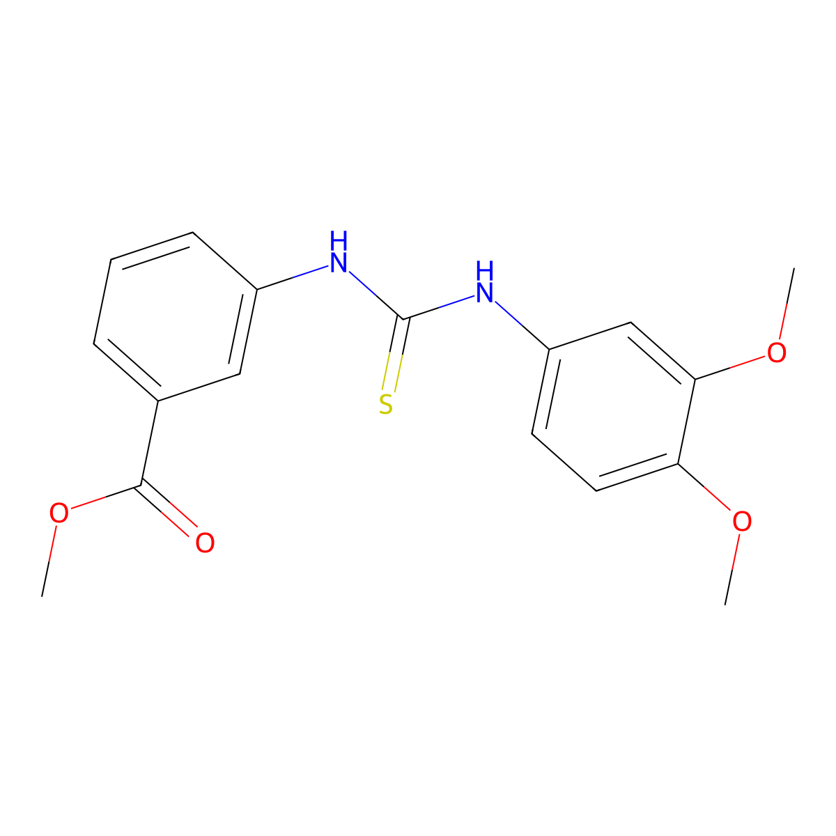 Methyl 3-{[(3,4-dimethoxyphenyl)carbamothioyl]amino}benzoate molecular structure, CAS 708241-25-2