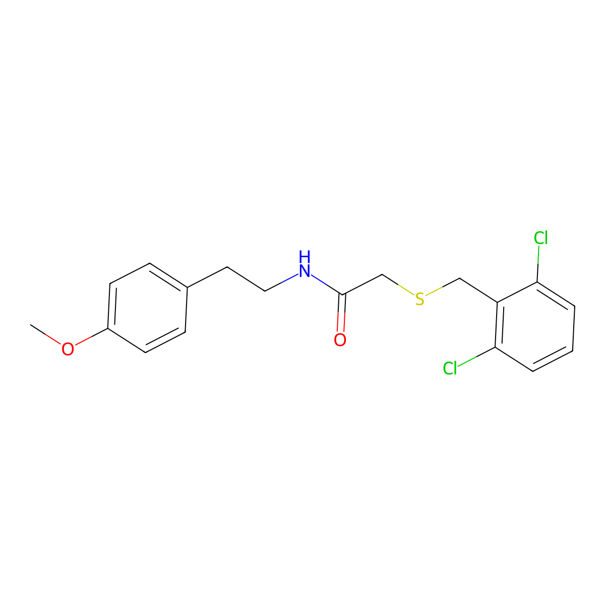 2-[(2,6-dichlorobenzyl)sulfanyl]-N-[2-(4-methoxyphenyl)ethyl]acetamide molecular structure, CAS 708241-28-5