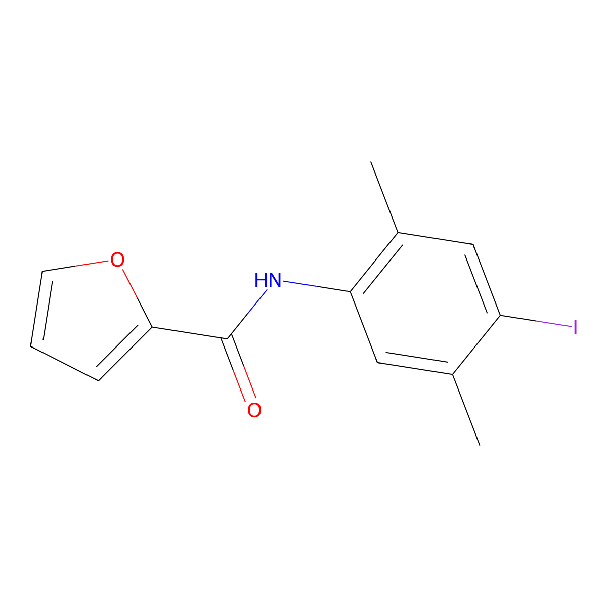N-(4-iodo-2,5-dimethylphenyl)furan-2-carboxamide molecular structure, CAS 708241-30-9