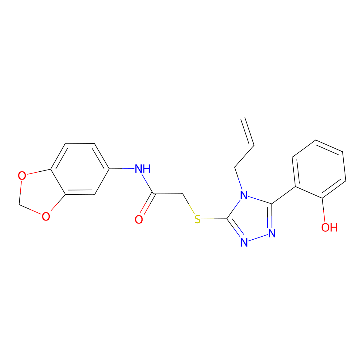 2-{[4-allyl-5-(2-hydroxyphenyl)-4H-1,2,4-triazol-3-yl]thio}-N-1,3-benzodioxol-5-ylacetamide molecular structure, CAS 708241-52-5