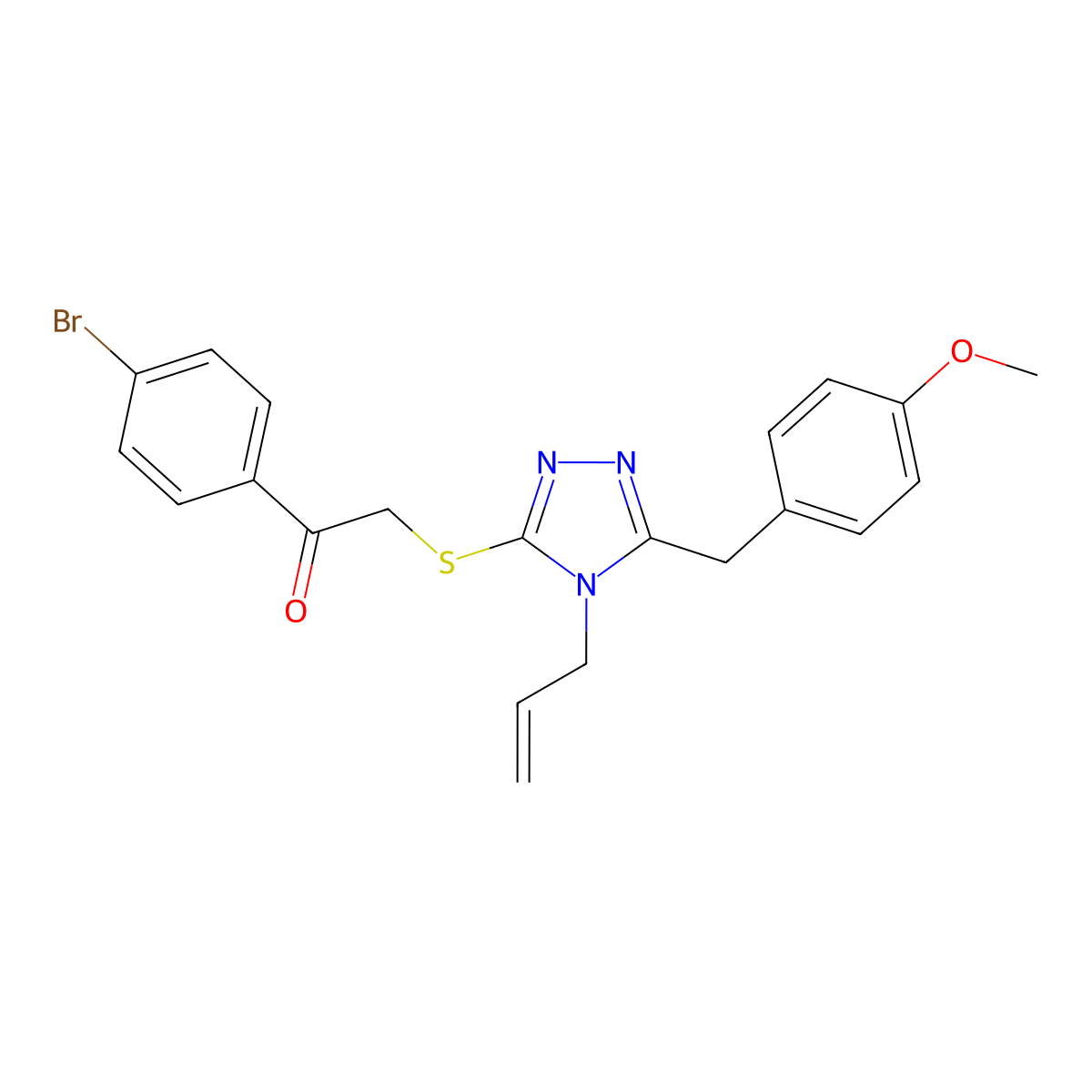 1-(4-Bromophenyl)-2-[[5-[(4-methoxyphenyl)methyl]-4-prop-2-enyl-1,2,4-triazol-3-yl]sulfanyl]ethanone molecular structure, CAS 708241-54-7