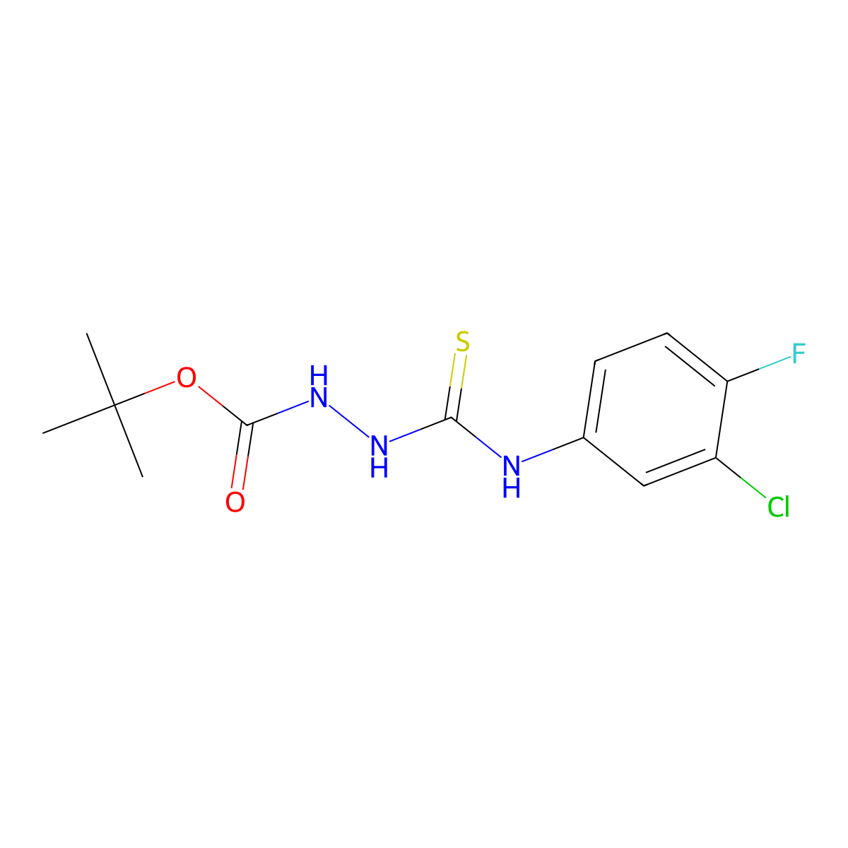 Tert-butyl 2-((3-chloro-4-fluorophenyl)carbamothioyl)hydrazinecarboxylate molecular structure, CAS 708241-58-1