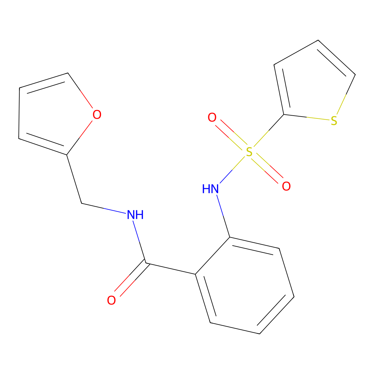 N-(2-furylmethyl)-2-[(2-thienylsulfonyl)amino]benzamide molecular structure, CAS 708241-59-2