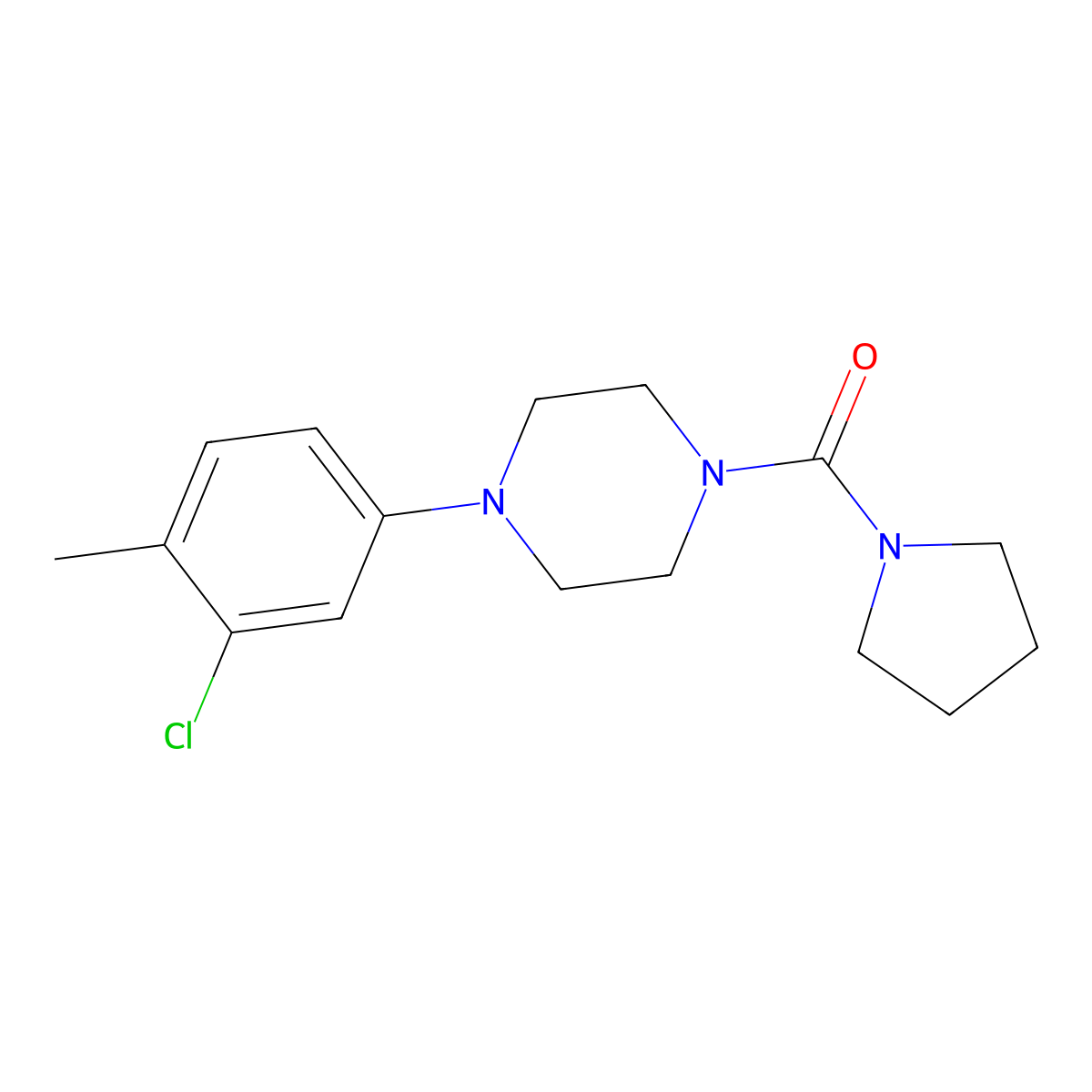 1-(3-Chloro-4-methylphenyl)-4-(1-pyrrolidinylcarbonyl)piperazine molecular structure, CAS 708241-62-7