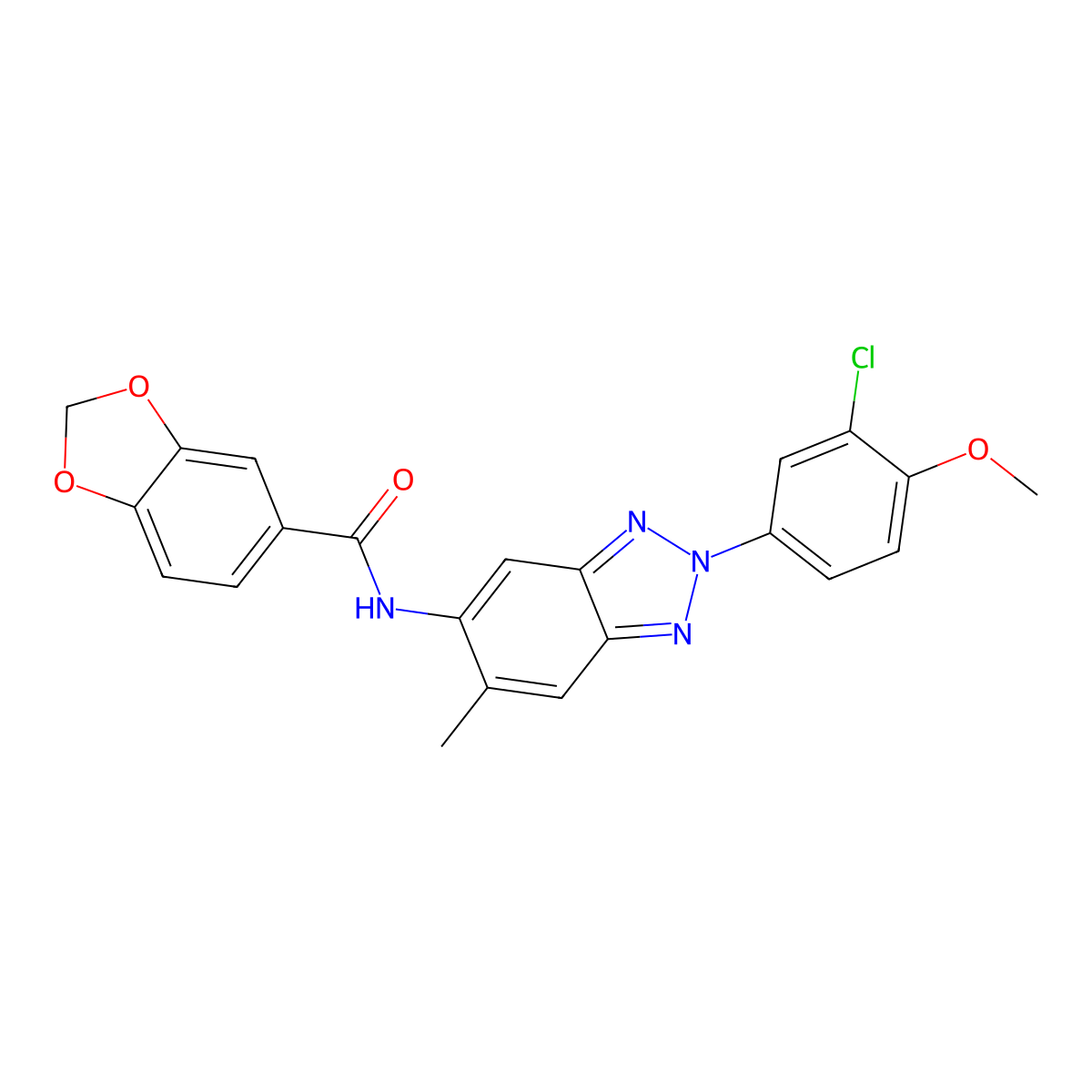 N-[2-(3-chloro-4-methoxyphenyl)-6-methylbenzotriazol-5-yl]-1,3-benzodioxole-5-carboxamide molecular structure, CAS 708241-73-0