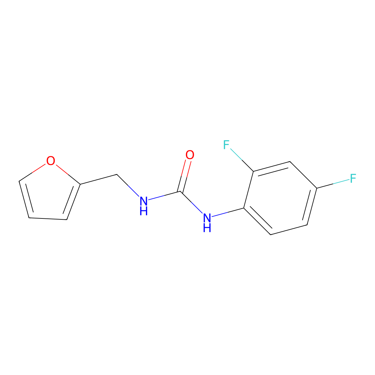 1-(2,4-Difluorophenyl)-3-(furan-2-ylmethyl)urea molecular structure, CAS 708241-75-2