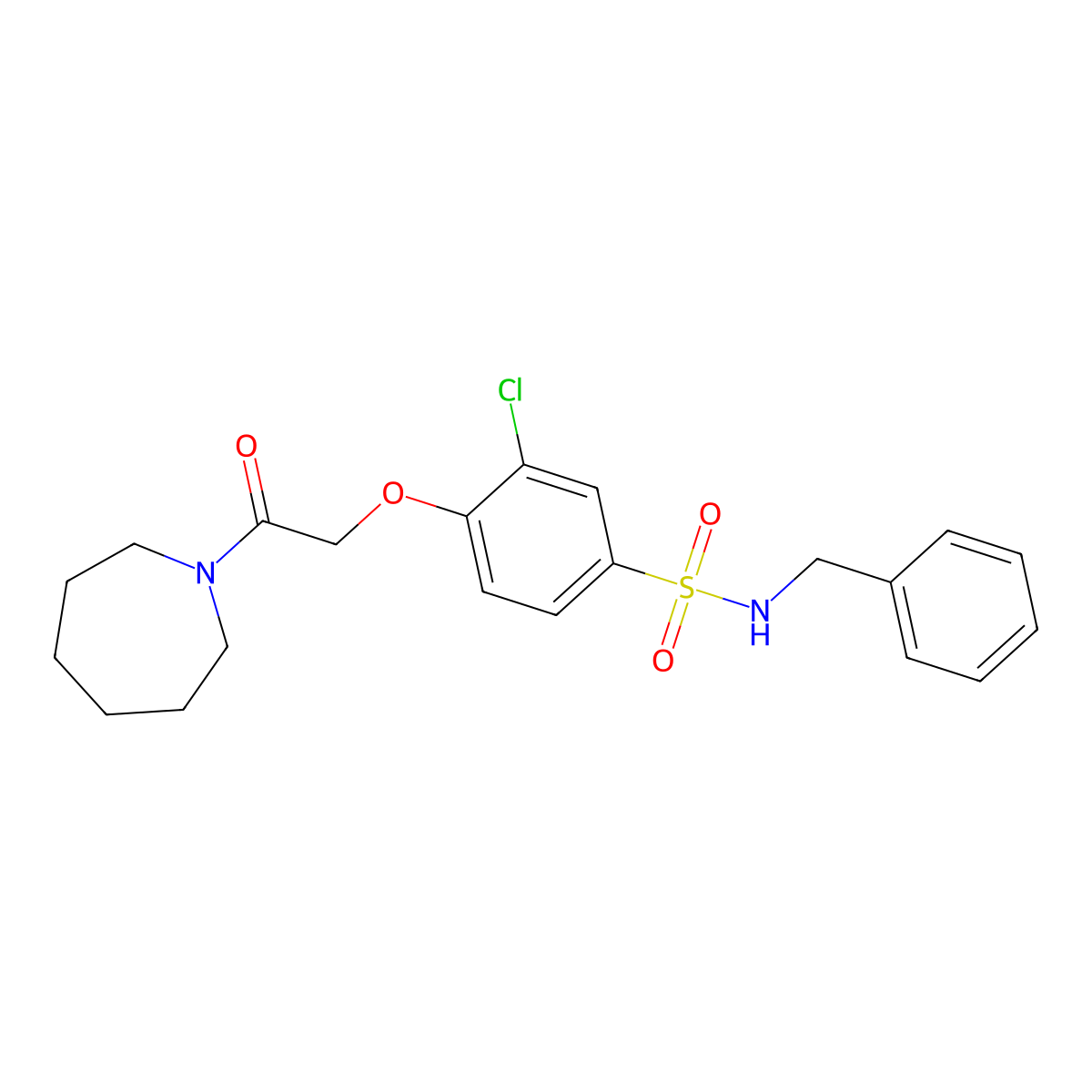 4-[2-(azepan-1-yl)-2-oxoethoxy]-N-benzyl-3-chlorobenzenesulfonamide molecular structure, CAS 708241-78-5