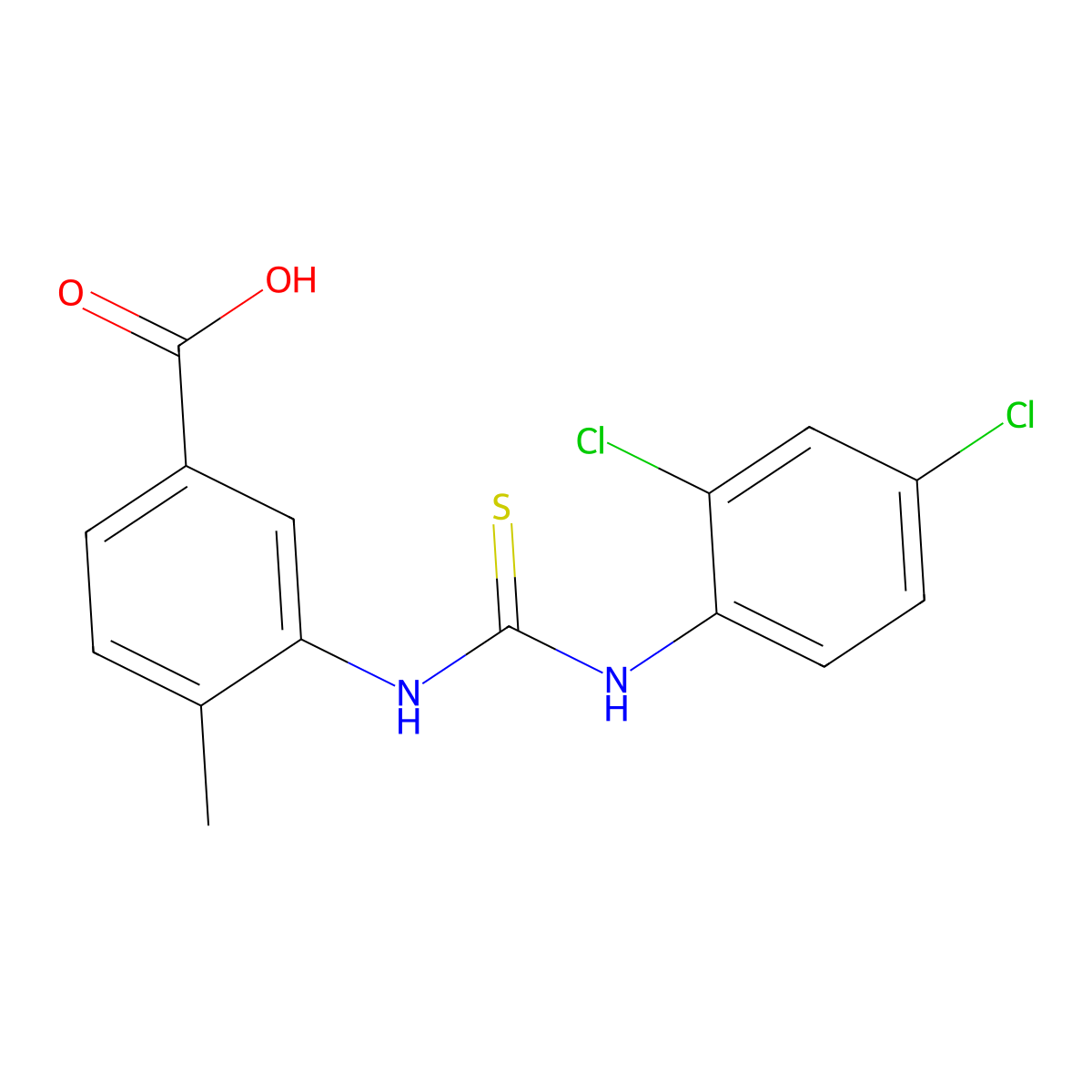 3-[[(2,4-Dichloroanilino)-sulfanylidenemethyl]amino]-4-methylbenzoic acid molecular structure, CAS 708242-14-2