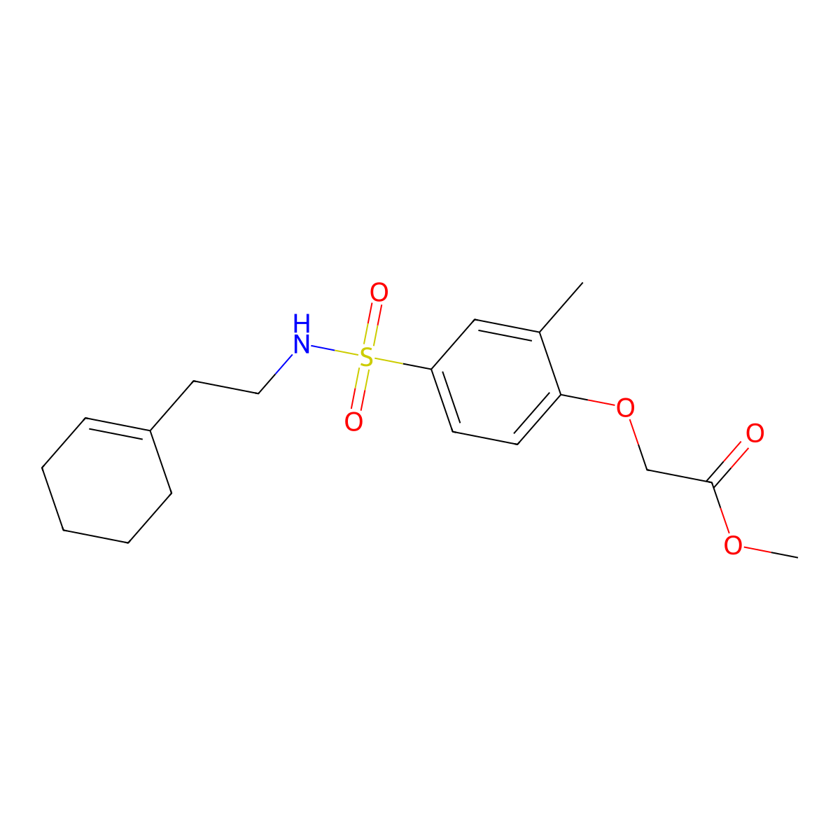 2-[4-[2-(1-Cyclohexenyl)ethylsulfamoyl]-2-methylphenoxy]acetic acid methyl ester molecular structure, CAS 708242-17-5