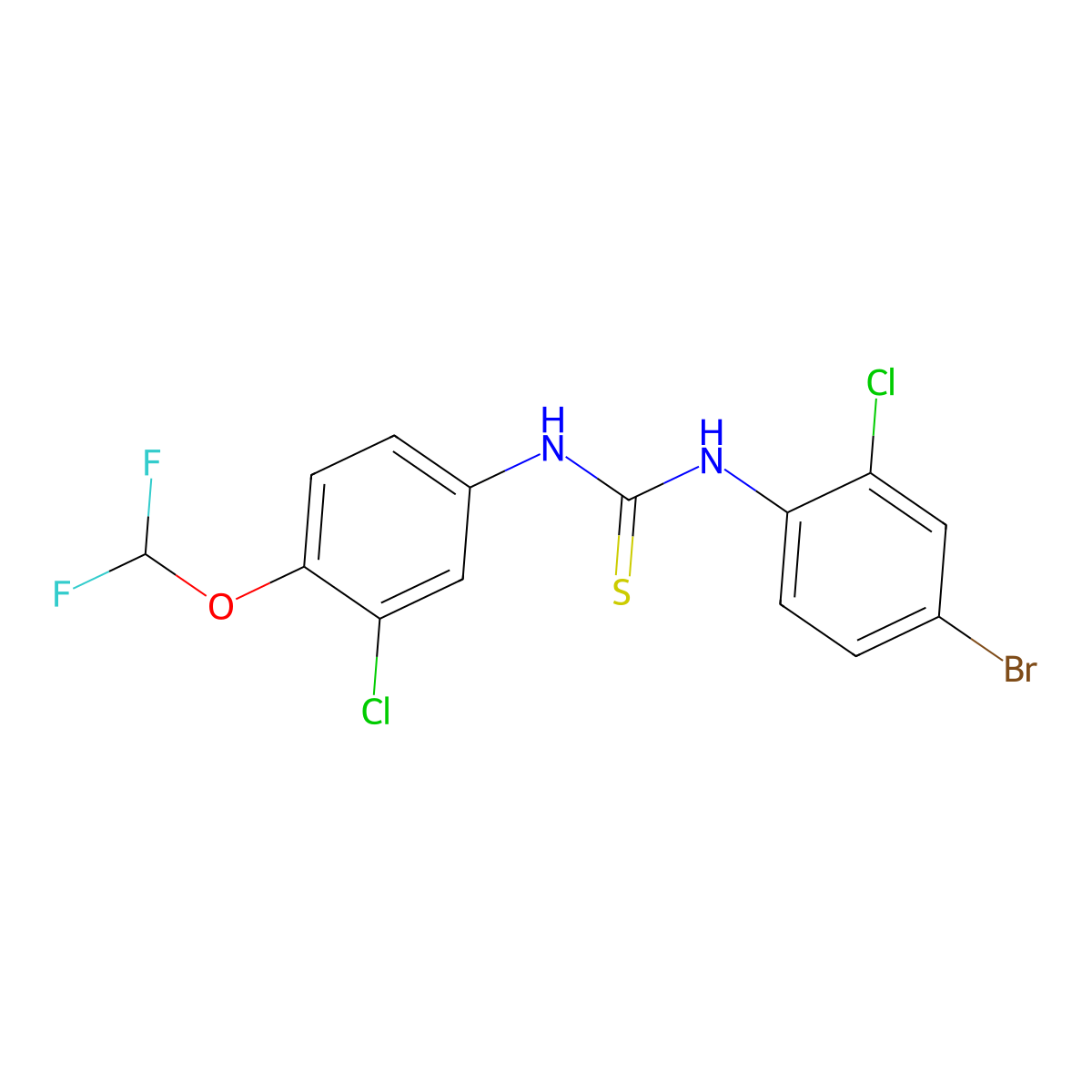 1-(4-Bromo-2-chlorophenyl)-3-[3-chloro-4-(difluoromethoxy)phenyl]thiourea molecular structure, CAS 708242-20-0