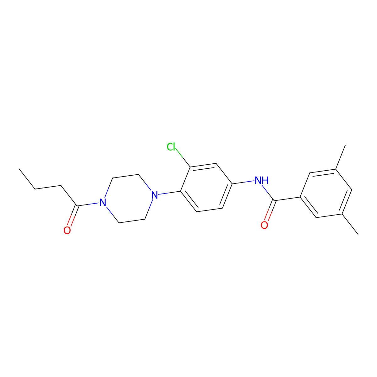 N-[4-(4-butanoylpiperazin-1-yl)-3-chlorophenyl]-3,5-dimethylbenzamide molecular structure, CAS 708242-22-2
