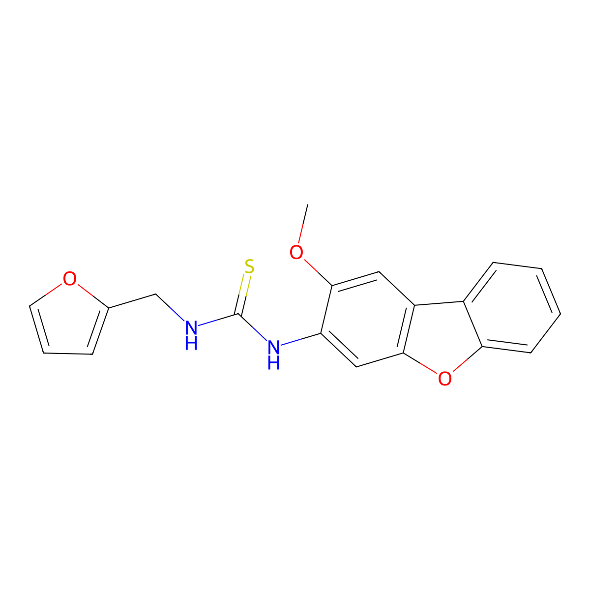 1-(Furan-2-ylmethyl)-3-(2-methoxydibenzofuran-3-yl)thiourea molecular structure, CAS 708242-44-8