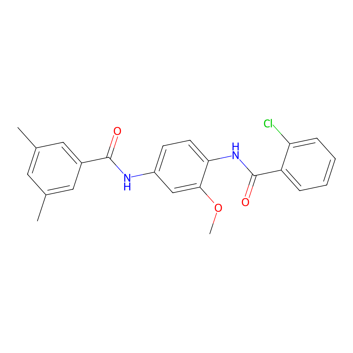 N-[4-[(2-chlorobenzoyl)amino]-3-methoxyphenyl]-3,5-dimethylbenzamide molecular structure, CAS 708242-62-0