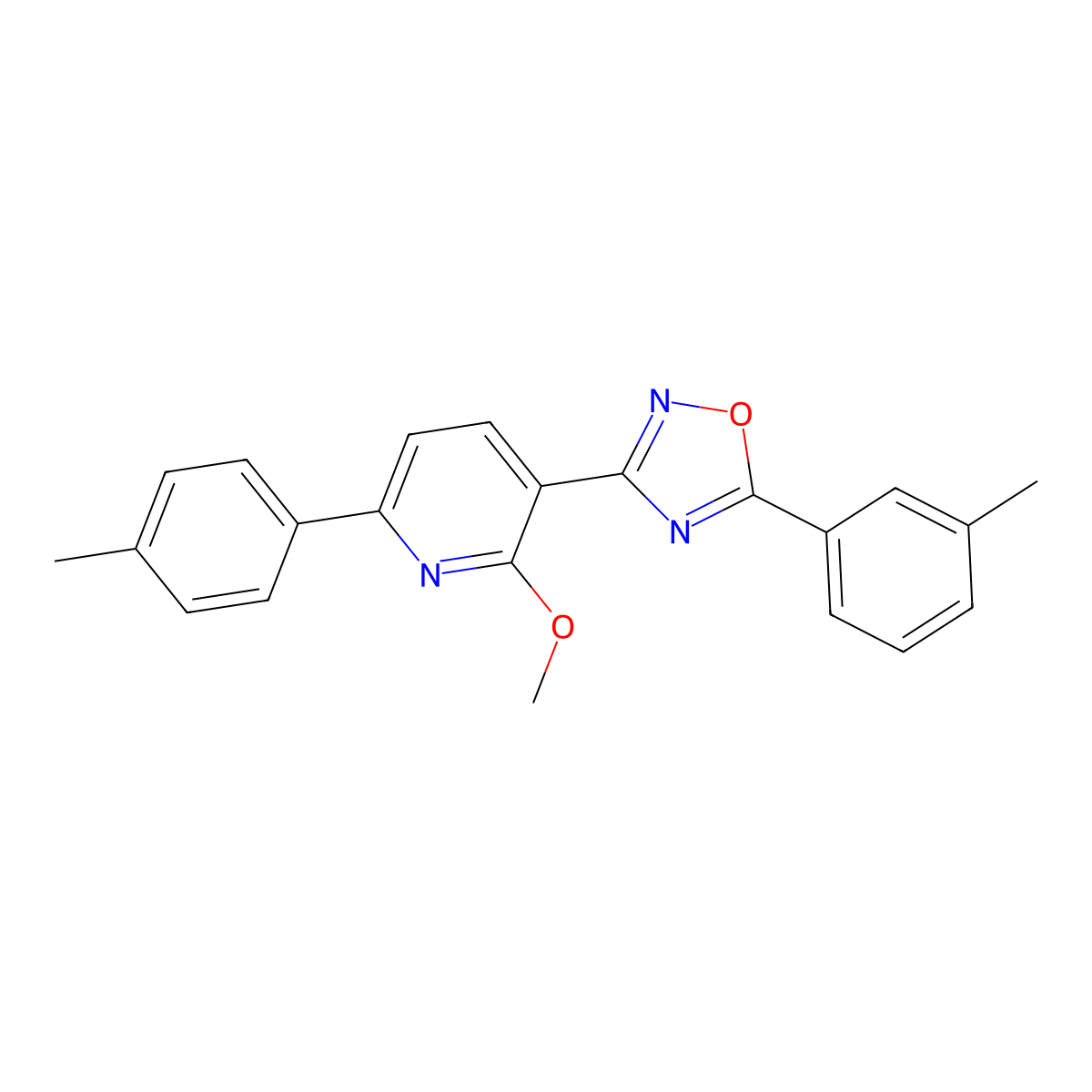 2-Methoxy-6-(4-methylphenyl)-3-[5-(3-methylphenyl)-1,2,4-oxadiazol-3-yl]pyridine molecular structure, CAS 708242-70-0