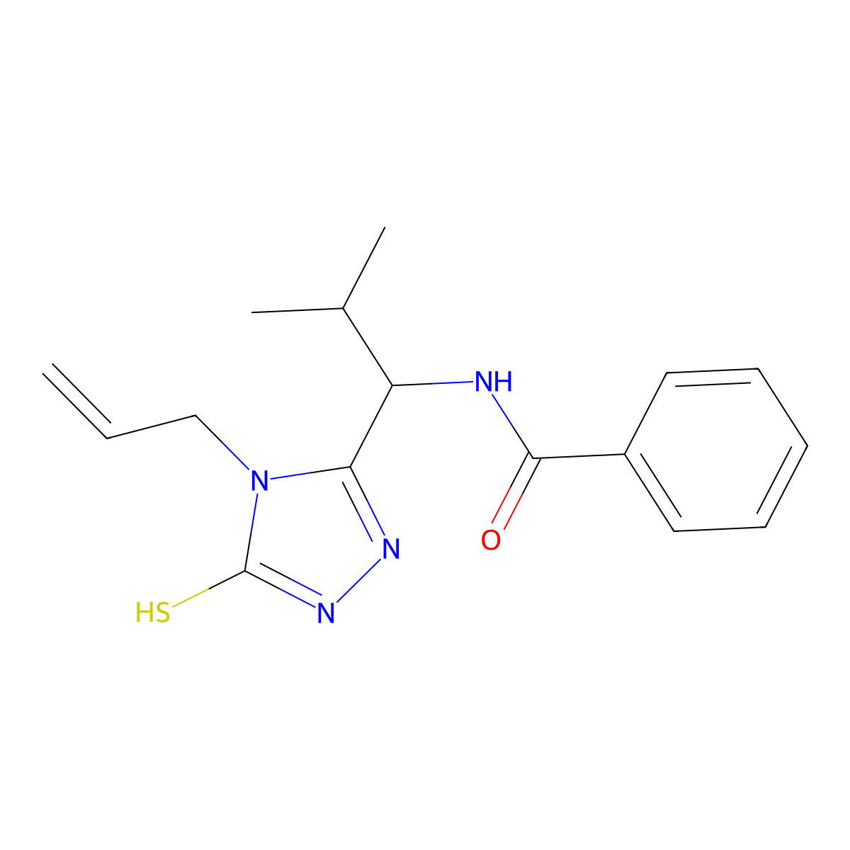N-{2-methyl-1-[4-(prop-2-en-1-yl)-5-sulfanyl-4H-1,2,4-triazol-3-yl]propyl}benzamide molecular structure, CAS 708242-79-9