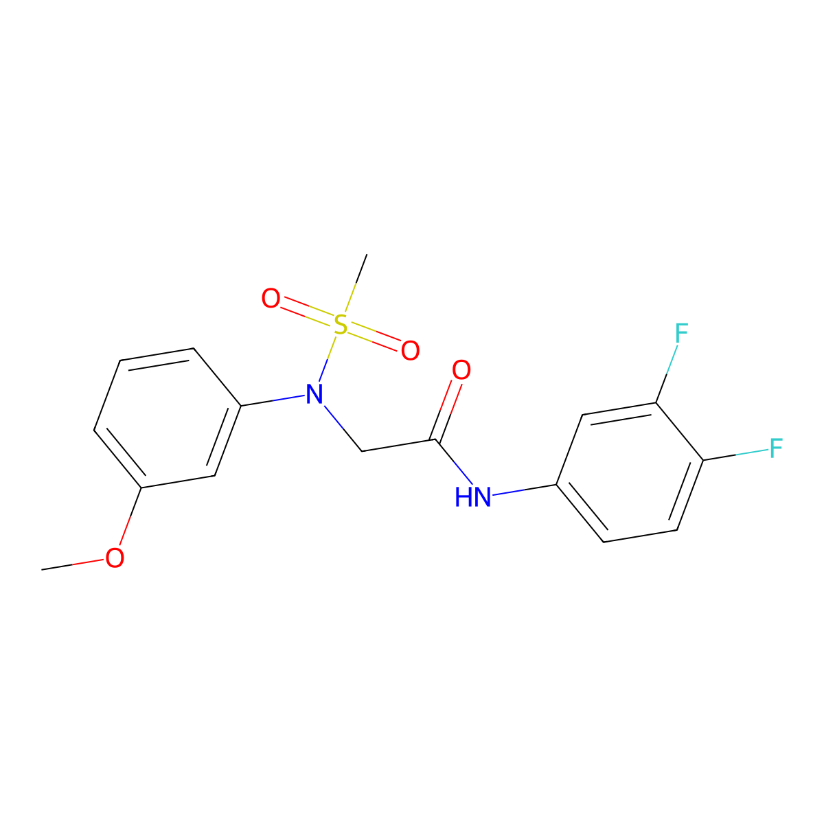 N-(3,4-difluorophenyl)-2-(3-methoxy-N-methylsulfonylanilino)acetamide molecular structure, CAS 708242-80-2