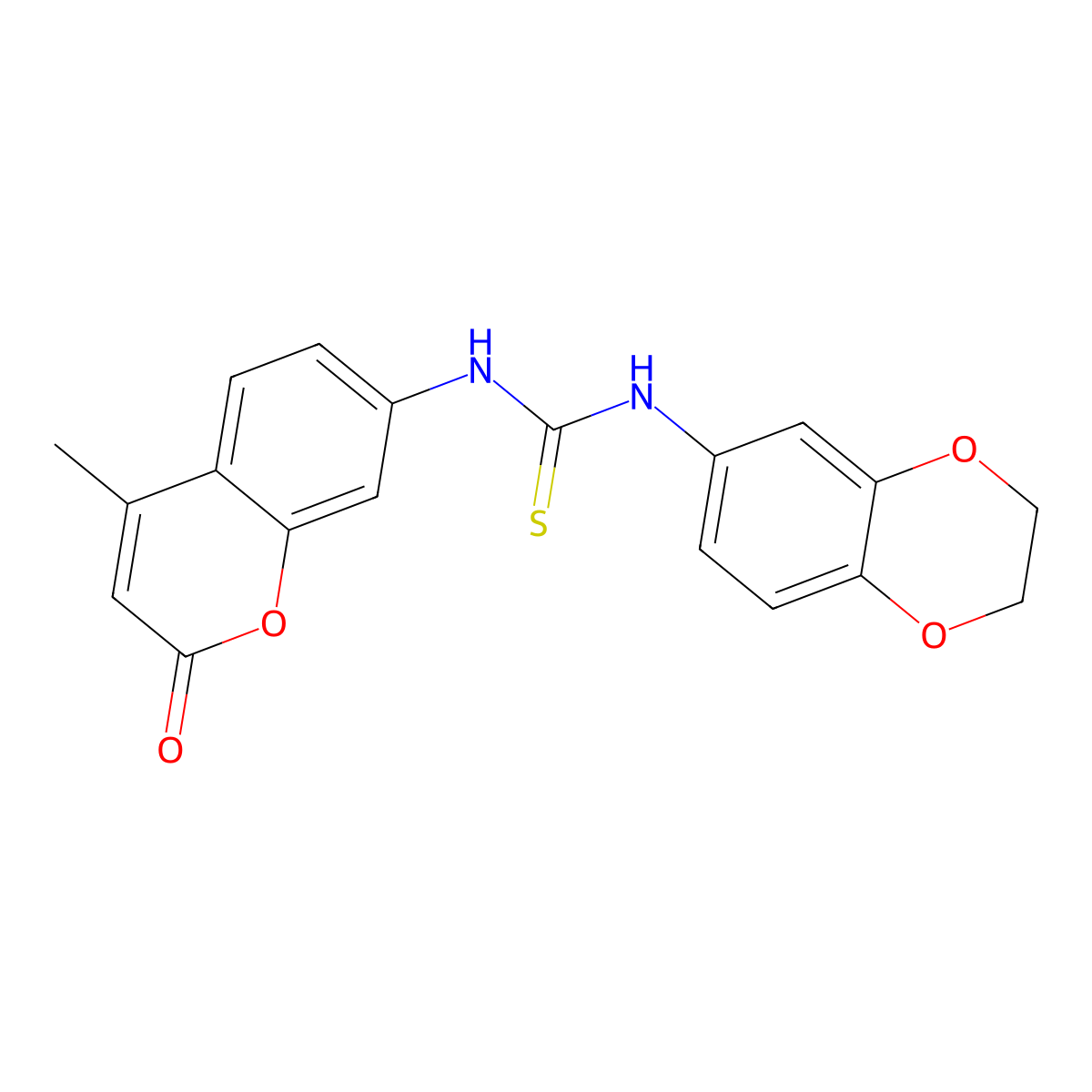 1-(2,3-Dihydro-1,4-benzodioxin-6-yl)-3-(4-methyl-2-oxochromen-7-yl)thiourea molecular structure, CAS 708242-90-4