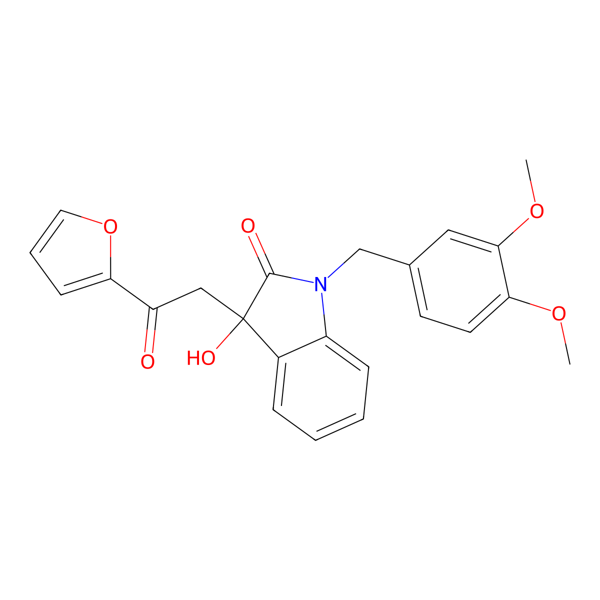 1-[(3,4-Dimethoxyphenyl)methyl]-3-[2-(furan-2-yl)-2-oxoethyl]-3-hydroxyindol-2-one molecular structure, CAS 708243-11-2
