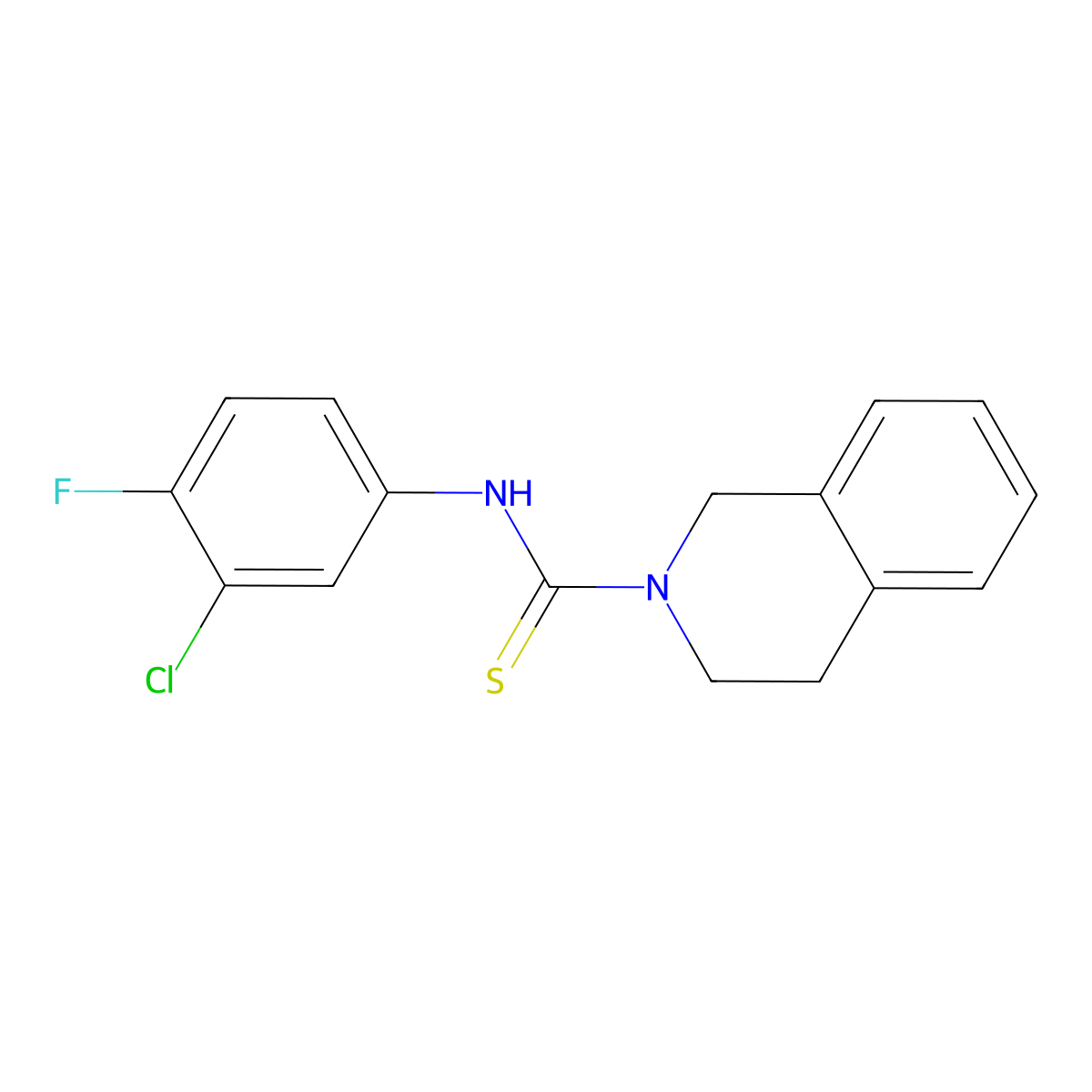 N-(3-chloro-4-fluorophenyl)-3,4-dihydro-1H-isoquinoline-2-carbothioamide molecular structure, CAS 708243-12-3