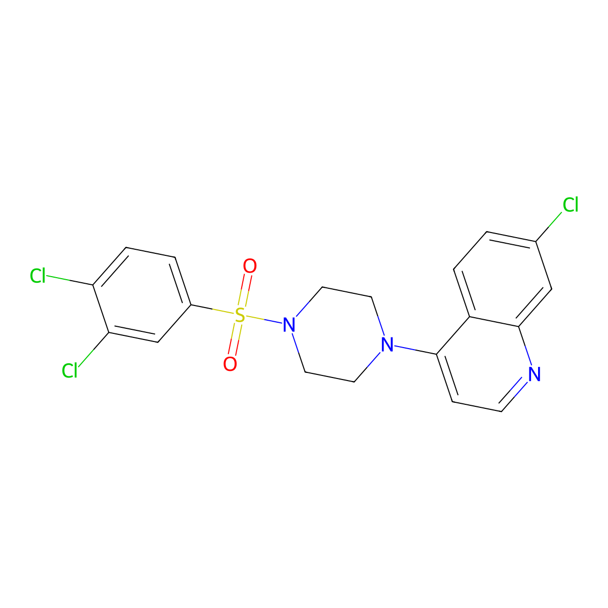 7-Chloro-4-[4-(3,4-dichlorophenyl)sulfonylpiperazin-1-yl]quinoline molecular structure, CAS 708243-18-9