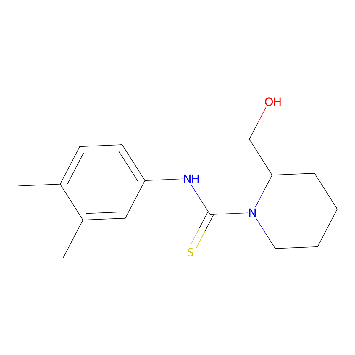 N-(3,4-dimethylphenyl)-2-(hydroxymethyl)piperidine-1-carbothioamide molecular structure, CAS 708243-60-1