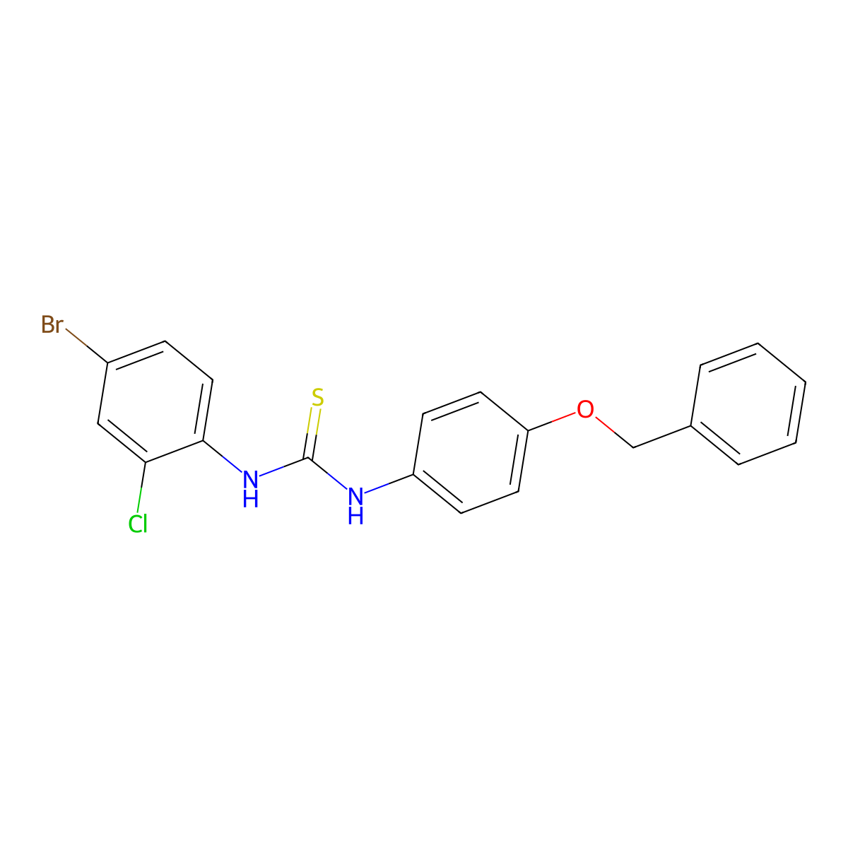 1-(4-Bromo-2-chlorophenyl)-3-(4-phenylmethoxyphenyl)thiourea molecular structure, CAS 708243-70-3