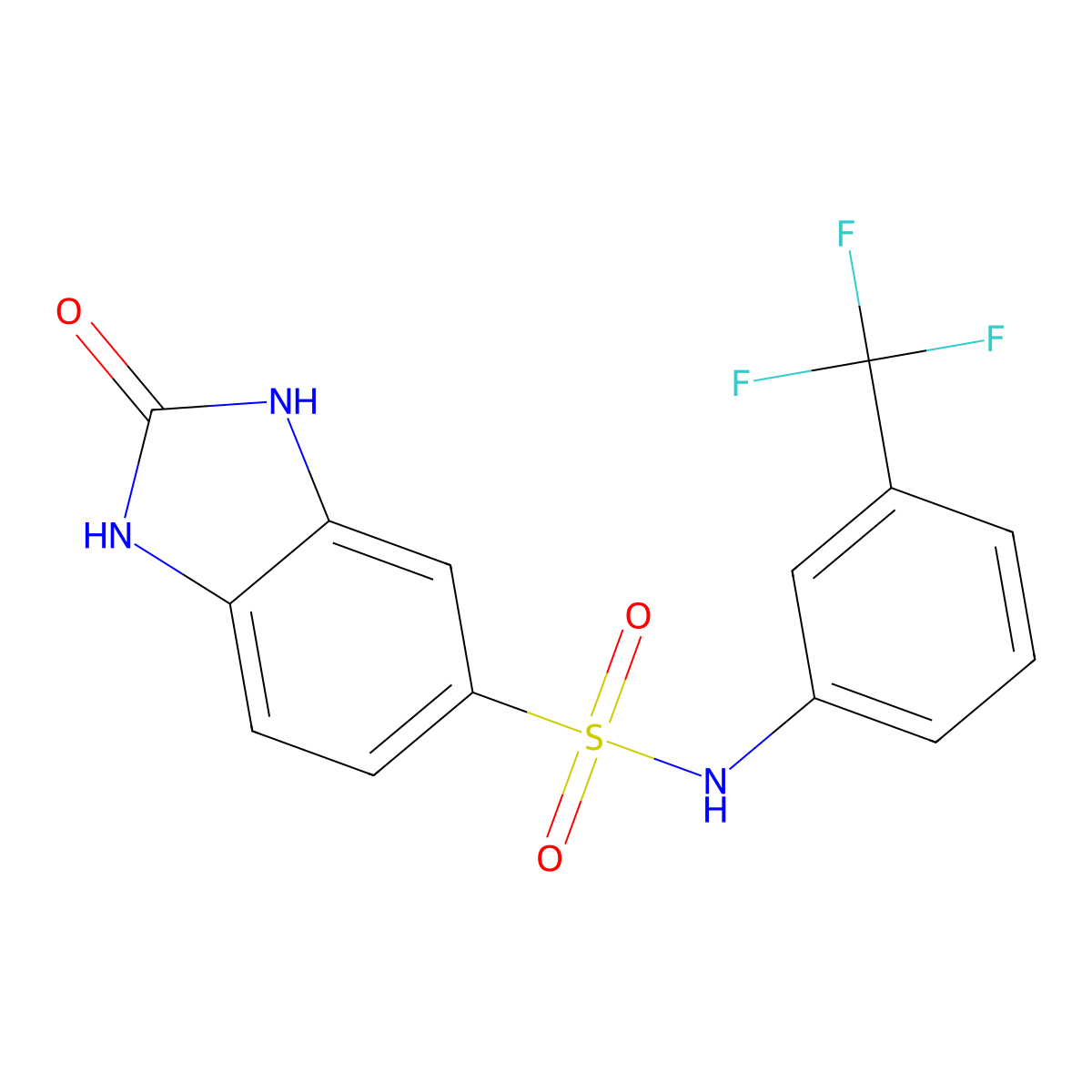 2-oxo-N-[3-(trifluoromethyl)phenyl]-1,3-dihydrobenzimidazole-5-sulfonamide molecular structure, CAS 708243-72-5