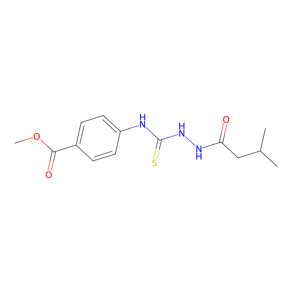 Methyl 4-({[2-(3-methylbutanoyl)hydrazino]carbonothioyl}amino)benzoate molecular structure, CAS 708243-83-8