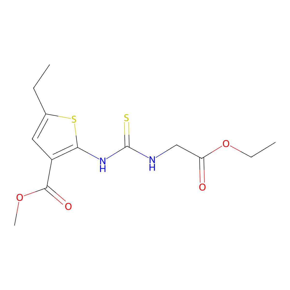 Methyl 2-{[(2-ethoxy-2-oxoethyl)carbamothioyl]amino}-5-ethylthiophene-3-carboxylate molecular structure, CAS 708243-96-3