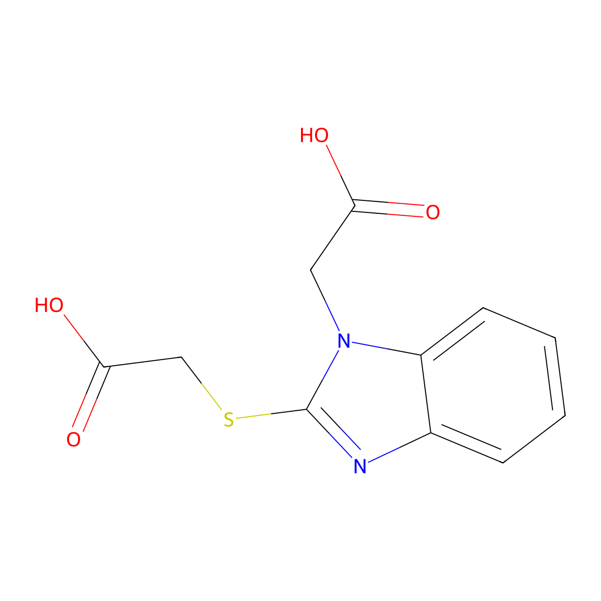 {[1-(Carboxymethyl)-1H-benzimidazol-2-yl]-thio}acetic acid molecular structure, CAS 708243-99-6