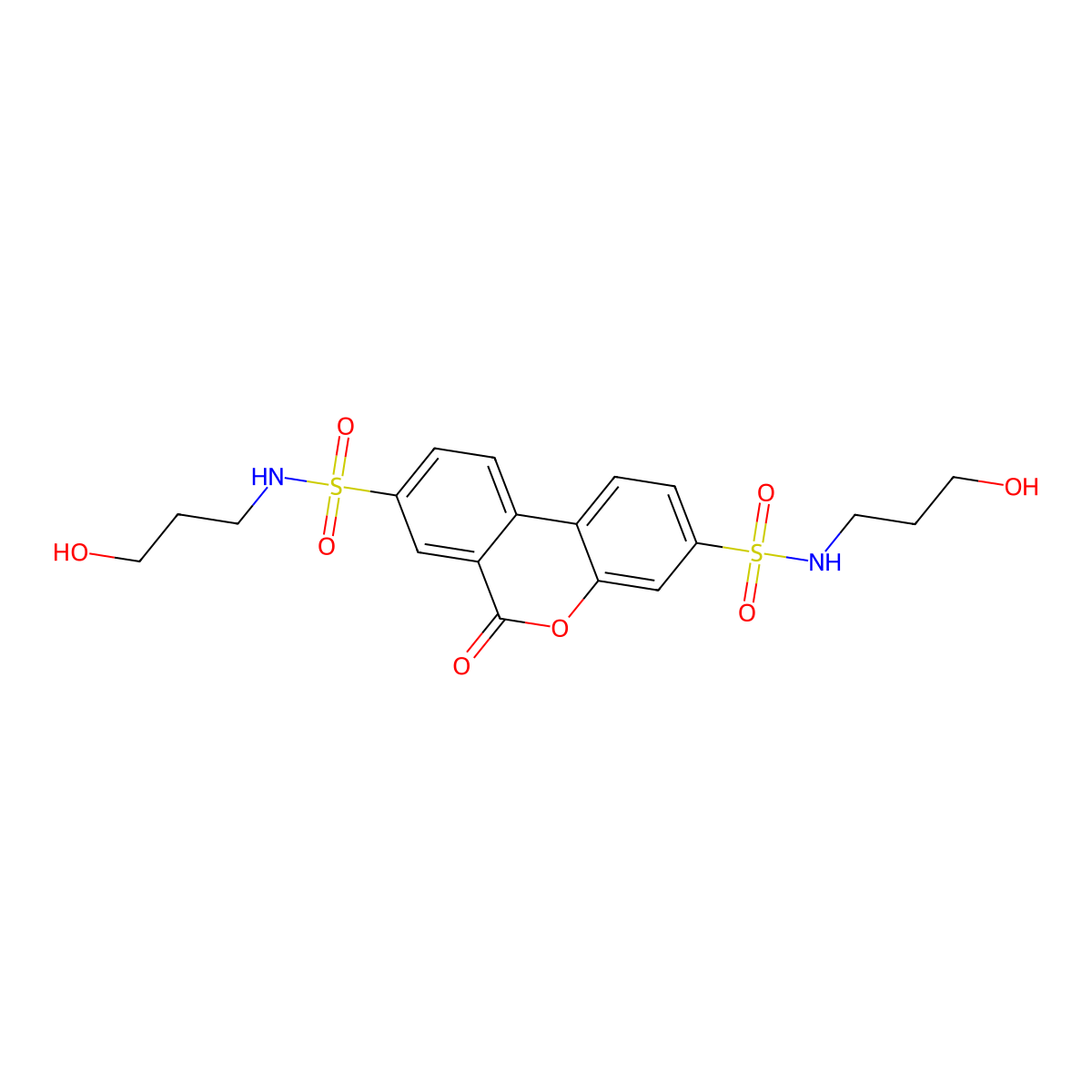 N3,N8-bis(3-hydroxypropyl)-6-oxo-6H-benzo[c]chromene-3,8-disulfonamide molecular structure, CAS 708244-00-2
