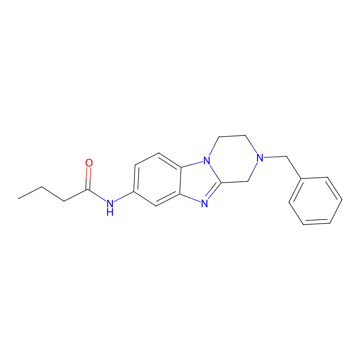 N-(2-benzyl-3,4-dihydro-1H-pyrazino[1,2-a]benzimidazol-8-yl)butanamide molecular structure, CAS 708244-03-5
