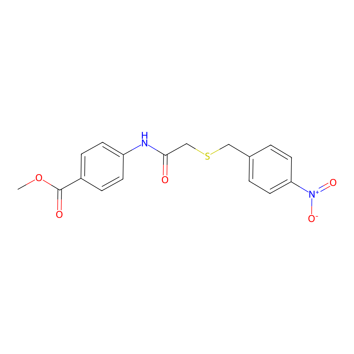 Methyl 4-({[(4-nitrobenzyl)sulfanyl]acetyl}amino)benzoate molecular structure, CAS 708244-14-8