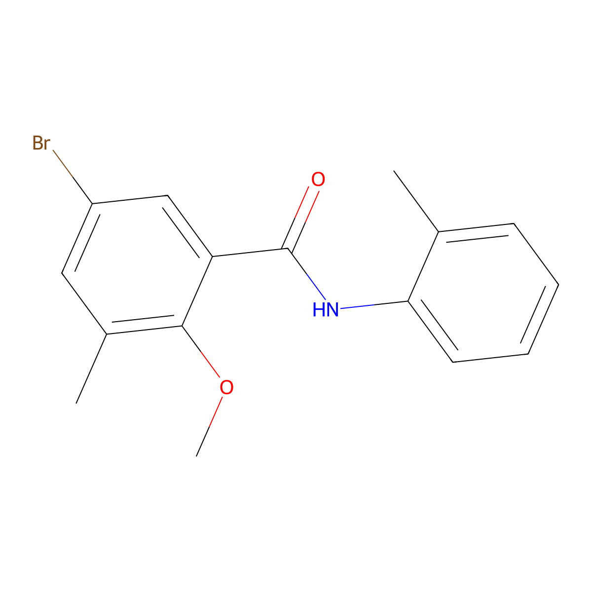5-bromo-2-methoxy-3-methyl-N-(2-methylphenyl)benzamide molecular structure, CAS 708244-28-4