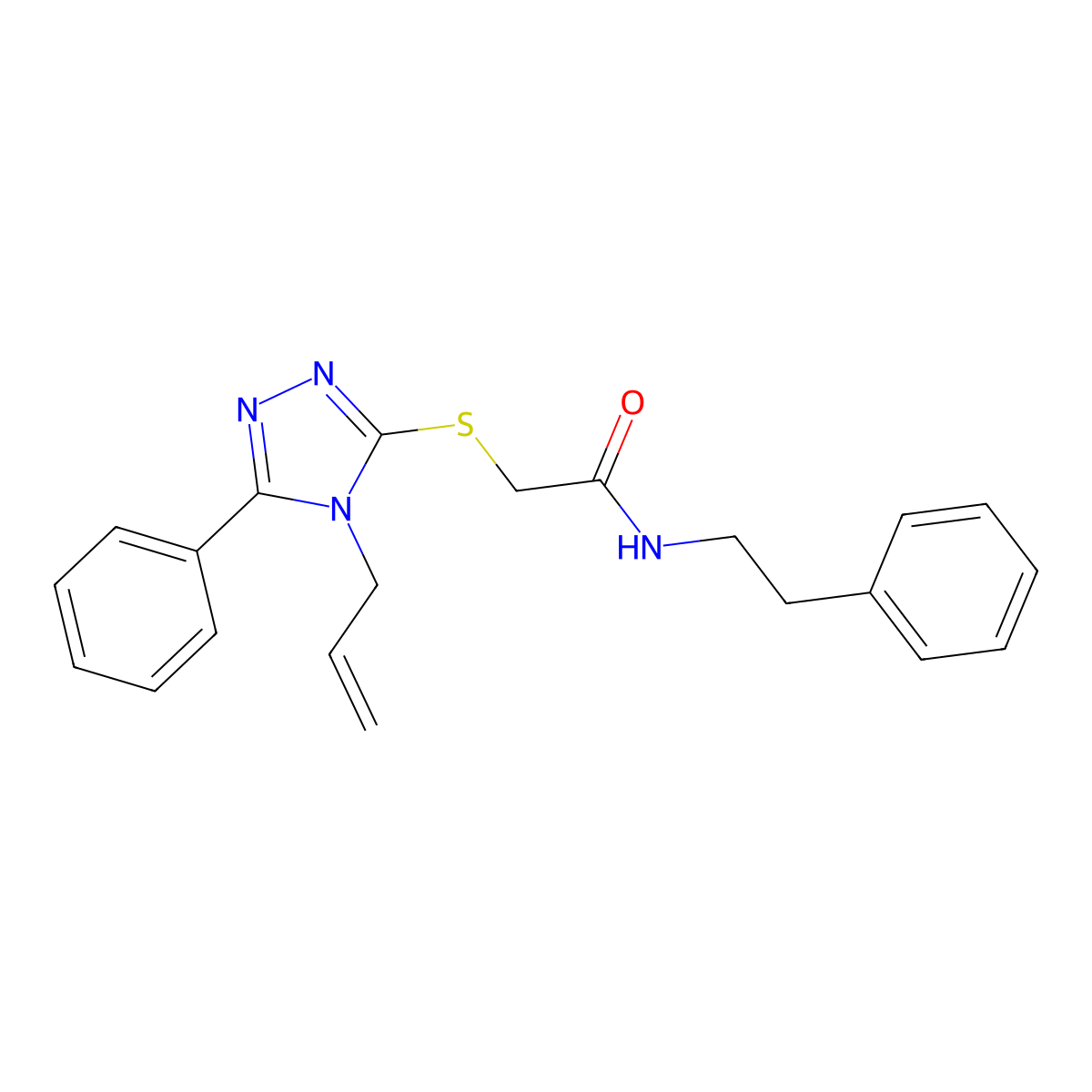 N-(2-phenylethyl)-2-{[5-phenyl-4-(prop-2-en-1-yl)-4H-1,2,4-triazol-3-yl]sulfanyl}acetamide molecular structure, CAS 708244-50-2