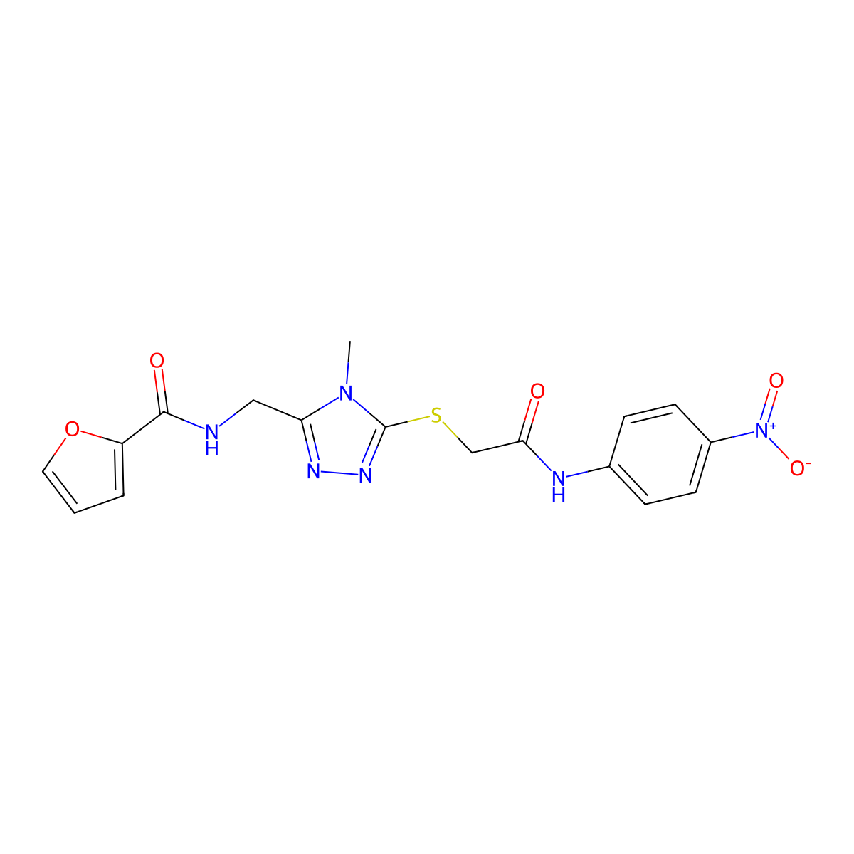 N-[[4-methyl-5-[2-(4-nitroanilino)-2-oxoethyl]sulfanyl-1,2,4-triazol-3-yl]methyl]furan-2-carboxamide molecular structure, CAS 708244-67-1