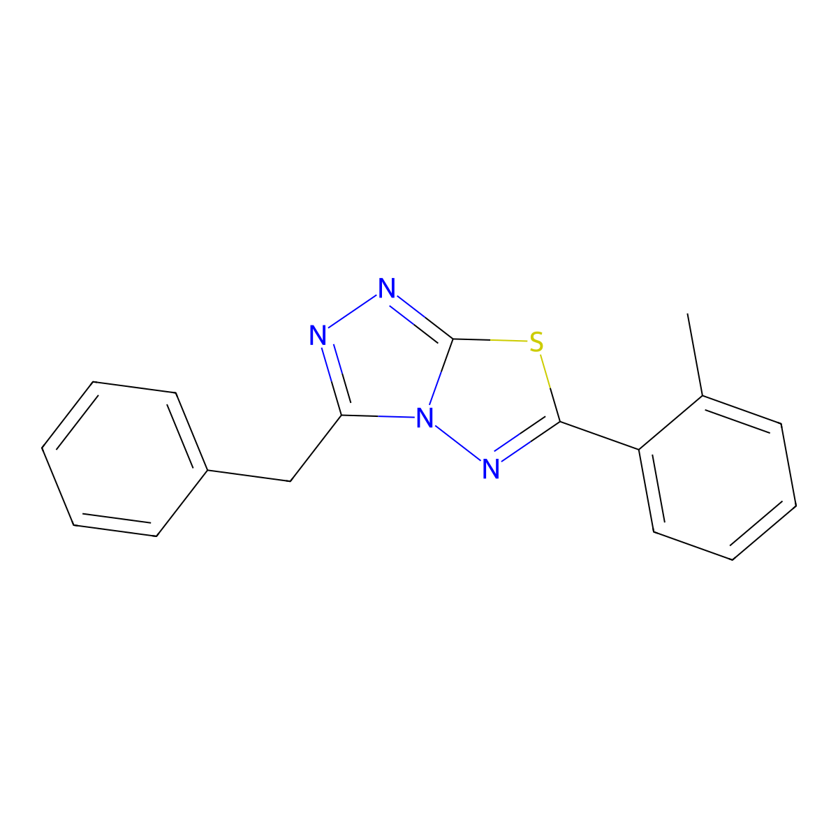 3-Benzyl-6-(2-methylphenyl)[1,2,4]triazolo[3,4-b][1,3,4]thiadiazole molecular structure, CAS 708244-78-4