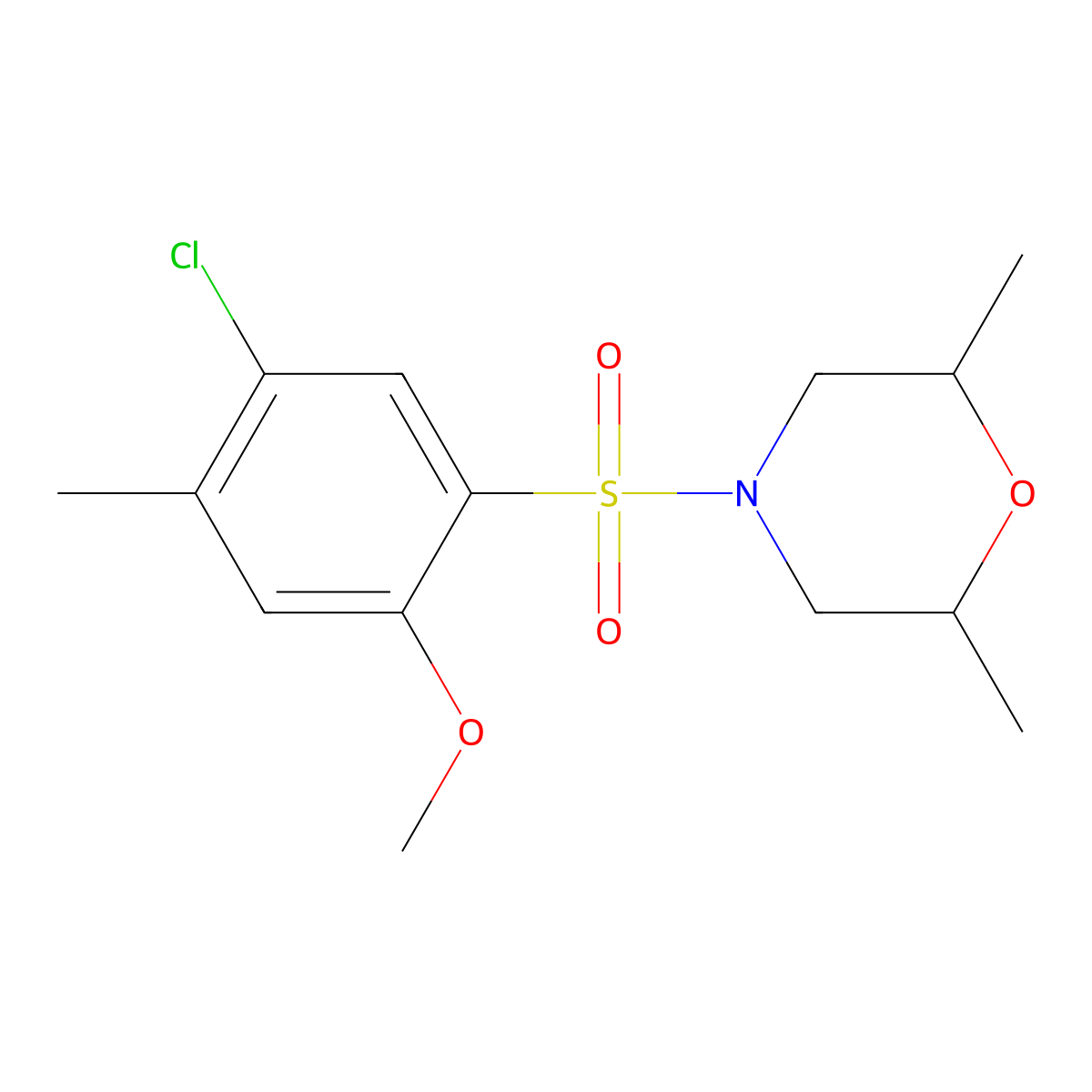 4-(5-Chloro-2-methoxy-4-methylbenzenesulfonyl)-2,6-dimethylmorpholine molecular structure, CAS 708244-98-8